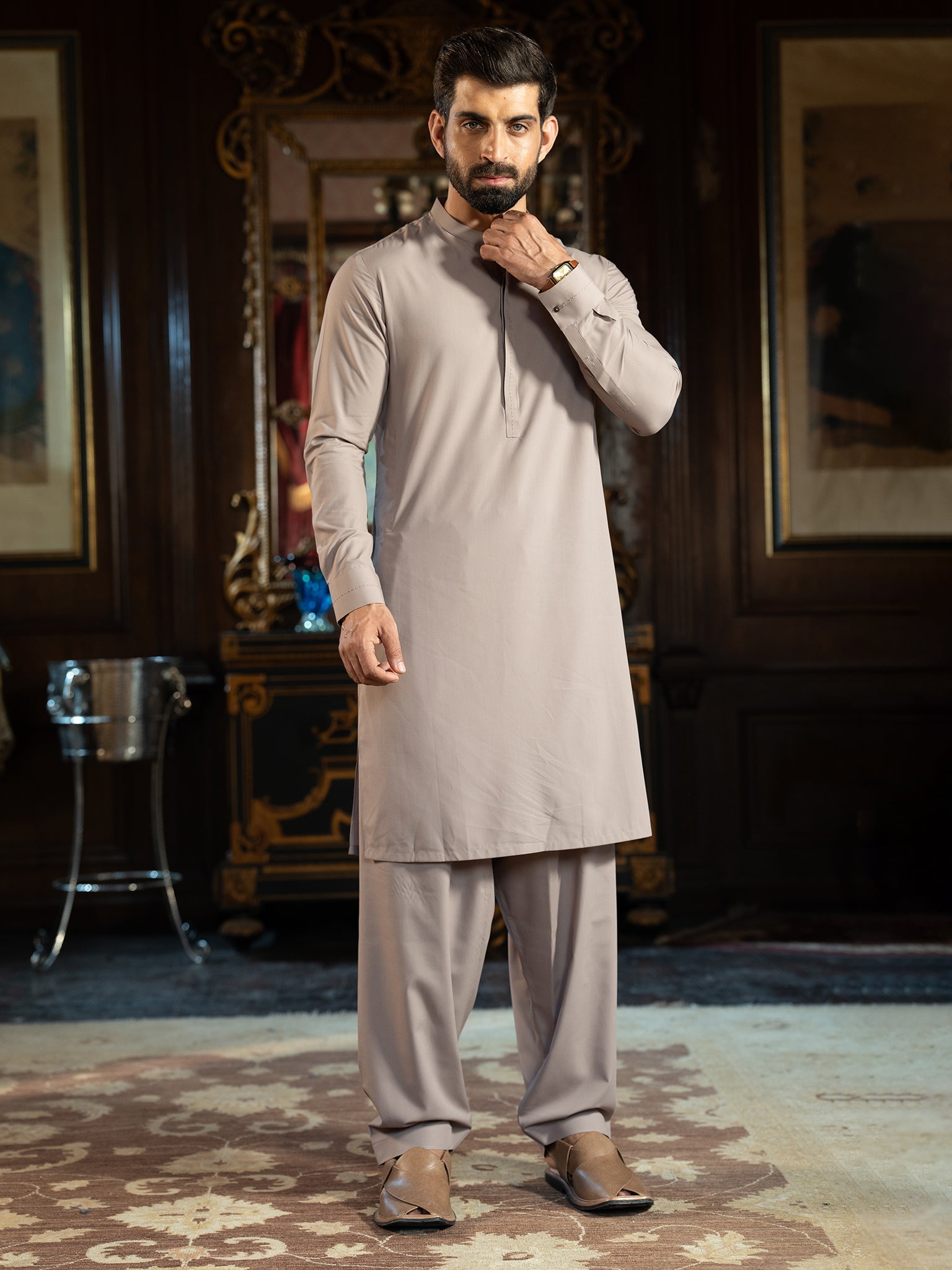 Blended Stripes Satellite Kurta Trouser by J. Junaid Jamshed - Stylish Traditional Pakistani Outfit for Men, Perfect for Eid, Weddings & Special Occasions
