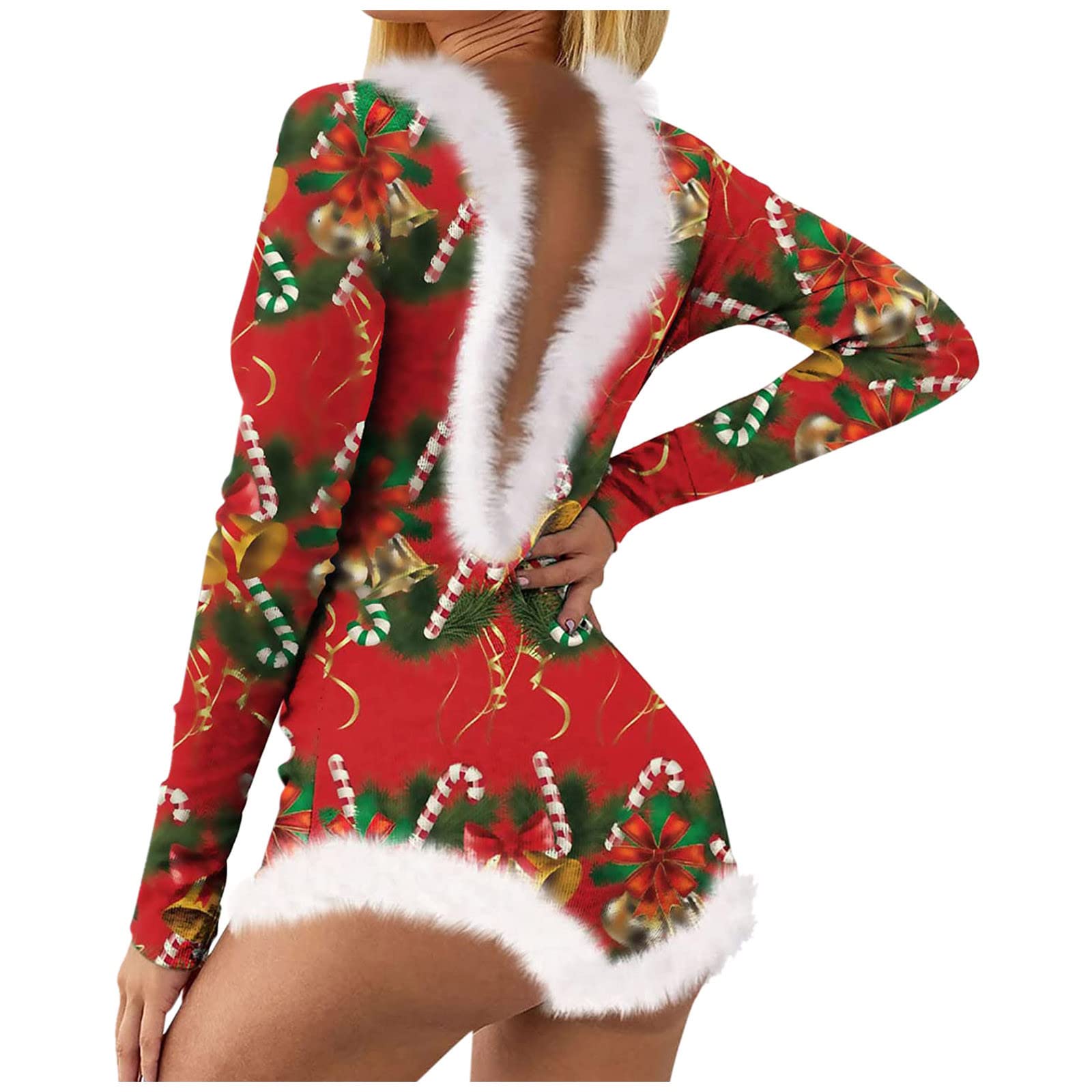 Women's Long Sleeve Jumpsuit - Floral Print Romper with Pockets | Summer & Christmas Party Outfit | Cozy Nightwear & Lounge Wear for Women | Perfect for Holiday Gatherings, Date Nights and Home Relaxation