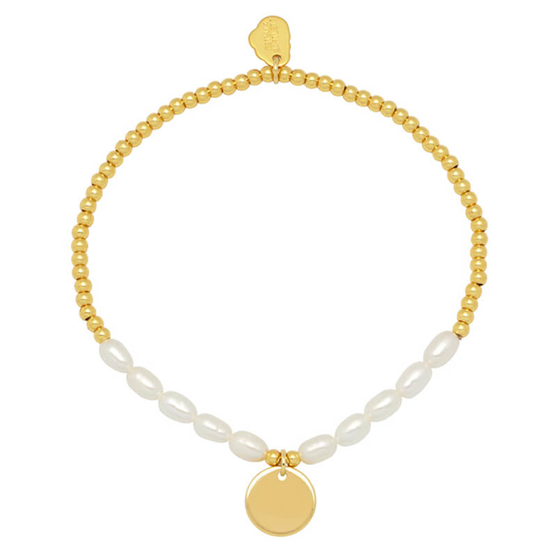 Elegant Pearl and Disc Charm Sienna Bracelet for Women - Dainty Beaded Jewelry Gift for Birthday, Anniversary & Special Occasions