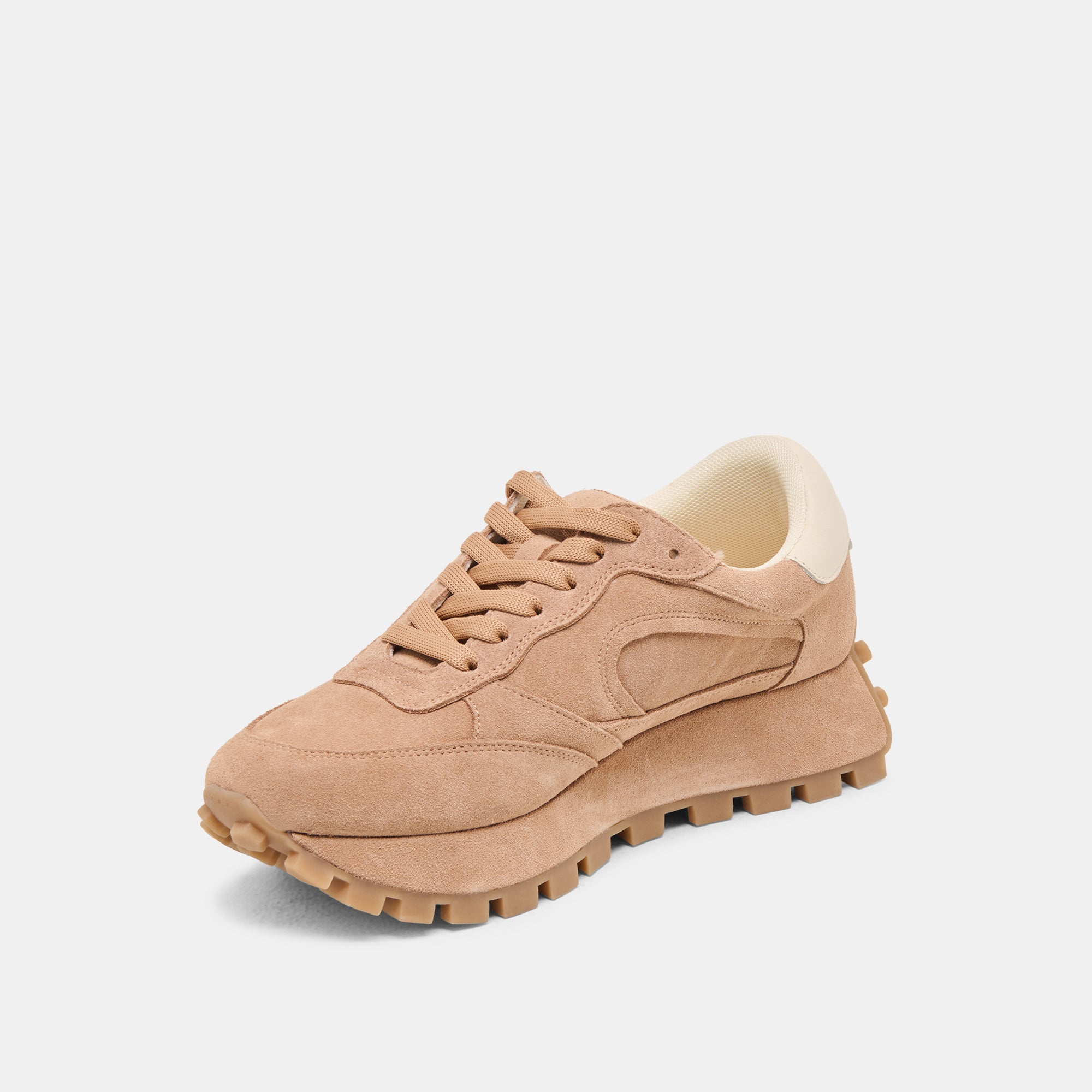 TRICIA Women's Suede Sneakers in Toffee Brown - Comfortable Casual Shoes for Walking, Running & Everyday Wear