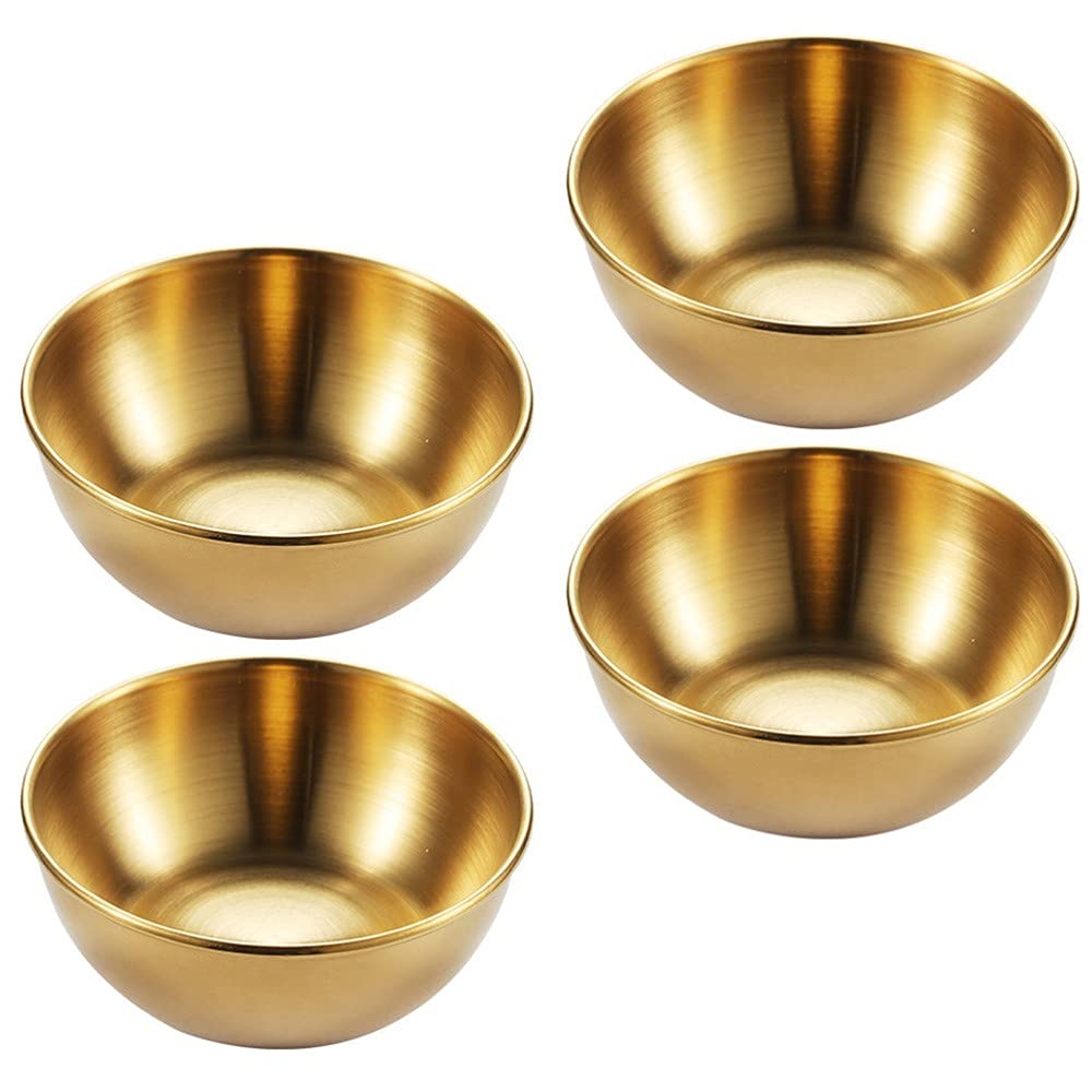 1pc Golden Stainless Steel Sauce Dish - Elegant Appetizer Serving Tray & Spice Plate for Kitchen, Dining, and Party Use - Durable Kitchen Supplies for Sauces, Dips, and Condiments
