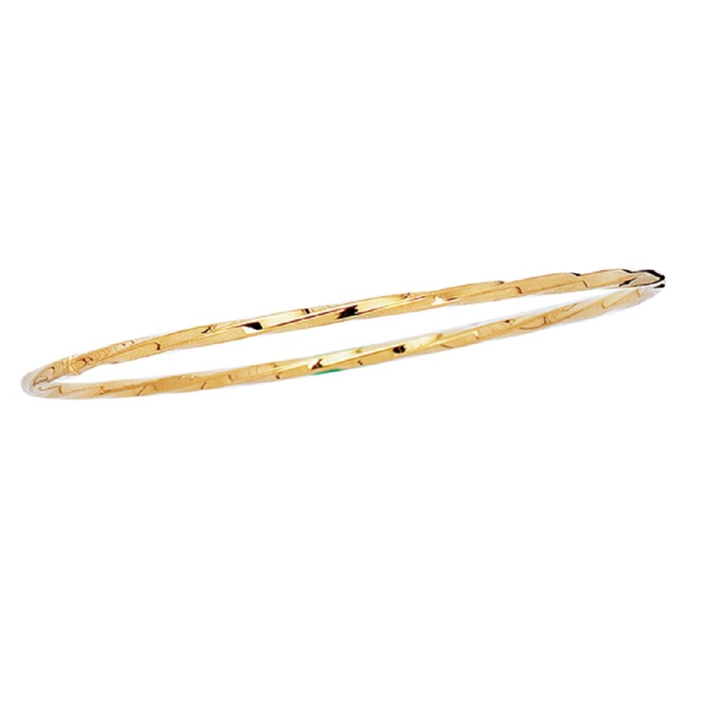 14K Yellow Gold Slip-On Stackable Twisted Bangle Bracelet - 8