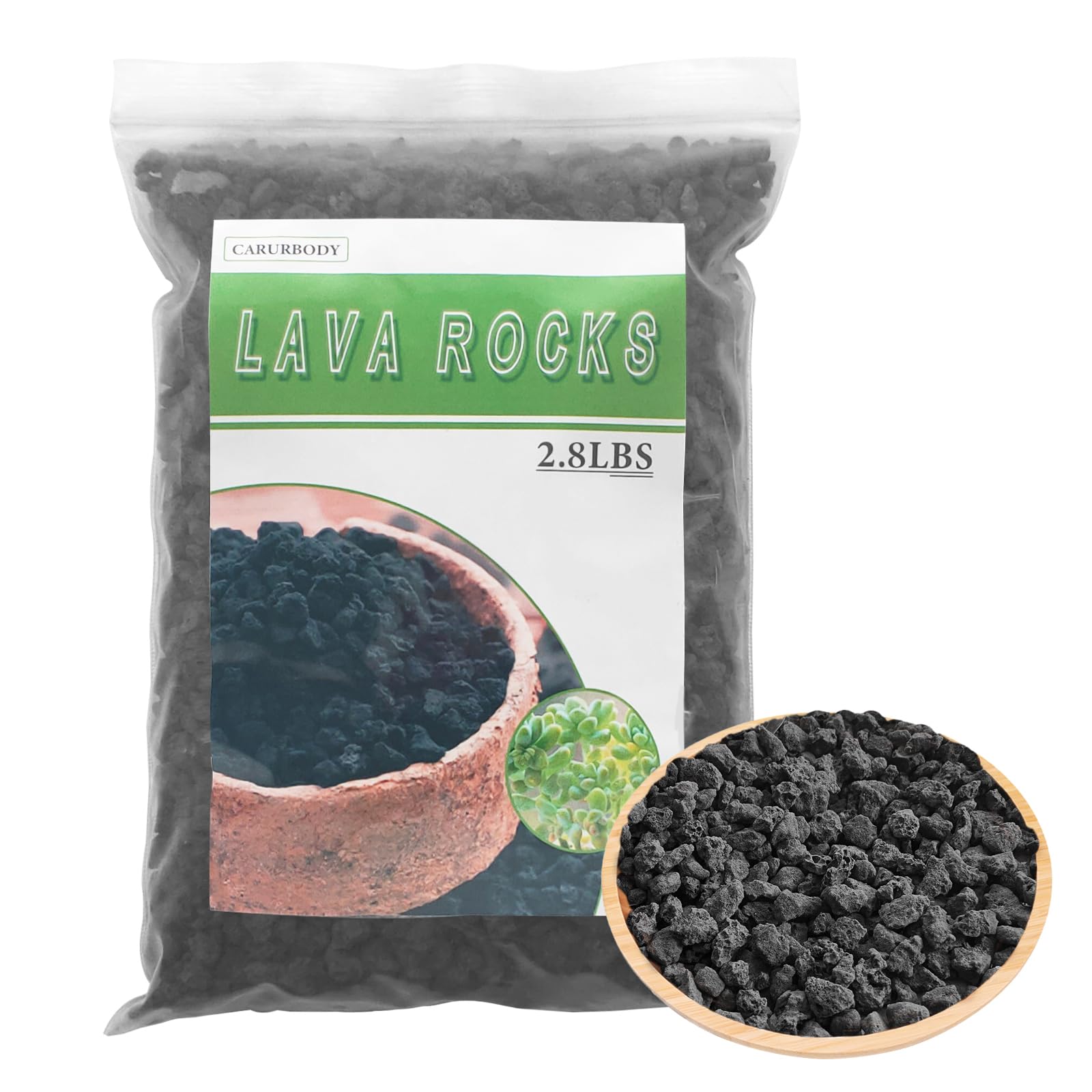 Black Lava Rocks for Plants - 100% Natural Volcanic Stones, Chemical-Free & Dye-Free - Perfect Top Dressing for Cacti, Succulents, Bonsai & Houseplants - Ideal for Indoor/Outdoor Gardening & Terrariums