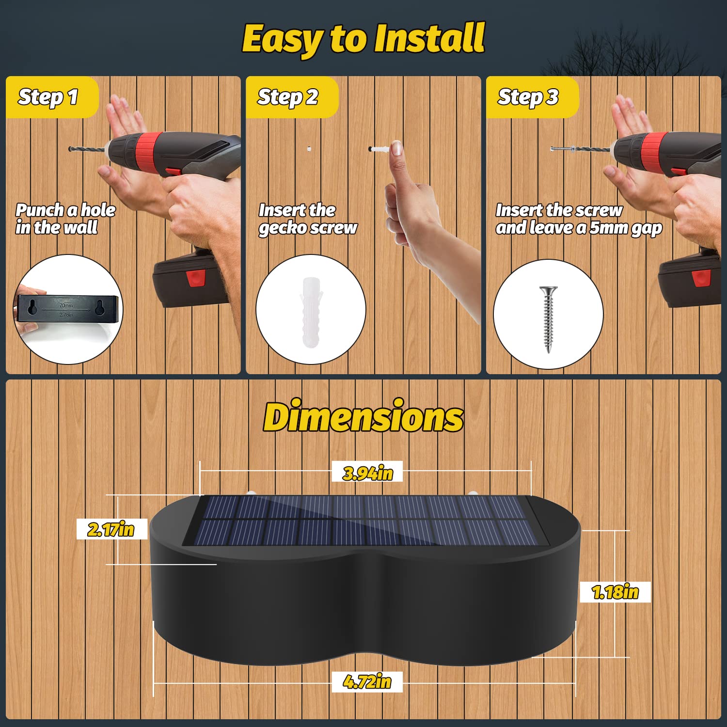8 Pack Amiluo Solar Fence Lights - Waterproof IP65 Outdoor Solar Lights with Cold White, Warm White & RGB Color Changing Modes | Perfect for Fence, Deck, Stairs, Yard, Garden & Pathway Lighting