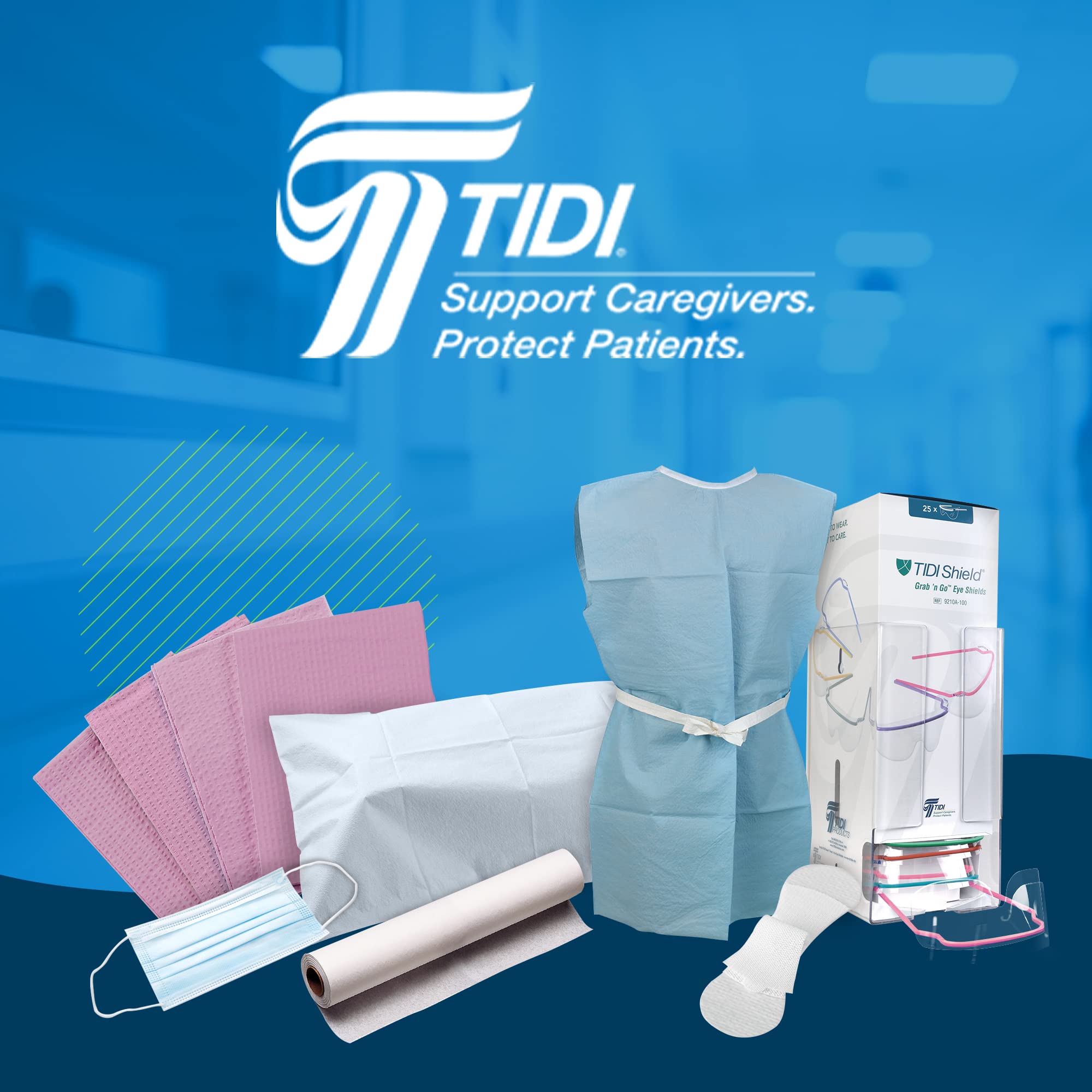 TIDI 917458 Disposable Dental Bibs - Black, 3 Layers, 13” x 18” (Pack of 500) - 2-Ply Tissue with Poly Back for Leakproof Protection - Embossed Design - Ideal for Dental Clinics, Tattoo Parlors & Medical Procedures