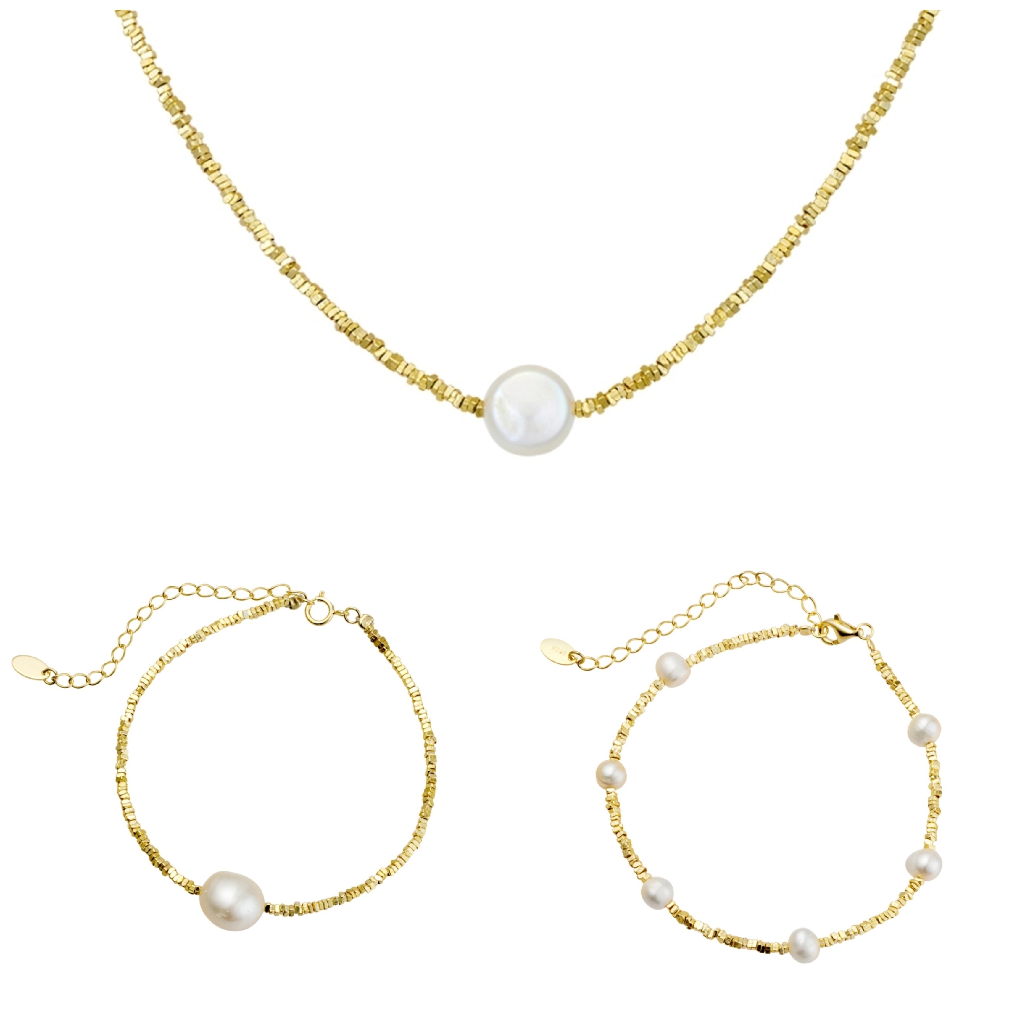 Freshwater Pearl Necklace for Women - Elegant Gold Plated Capri Style Jewelry - Perfect for Weddings, Parties & Everyday Wear