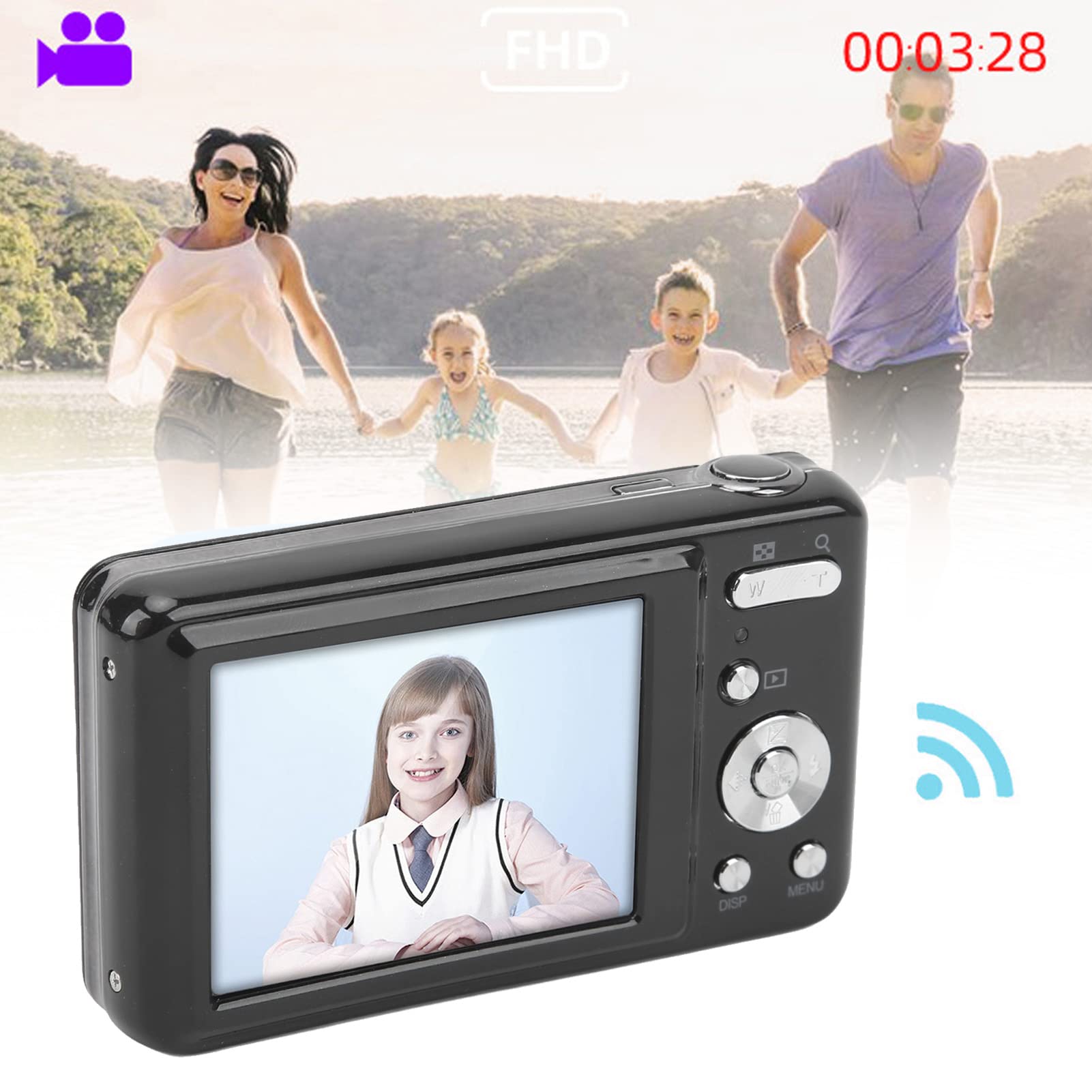 48MP Mini Digital Camera with 8X Zoom & LCD Screen - Perfect for Vlogging, Kids & Teens Gifts (Black)