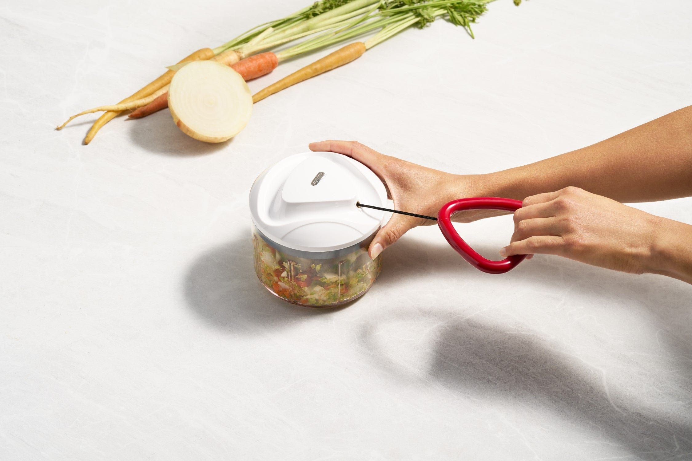 Zyliss Easy Pull Food Processor & Manual Chopper - Compact Kitchen Appliance for Slicing, Dicing & Pureeing - Perfect for Meal Prep, Baby Food & Quick Cooking