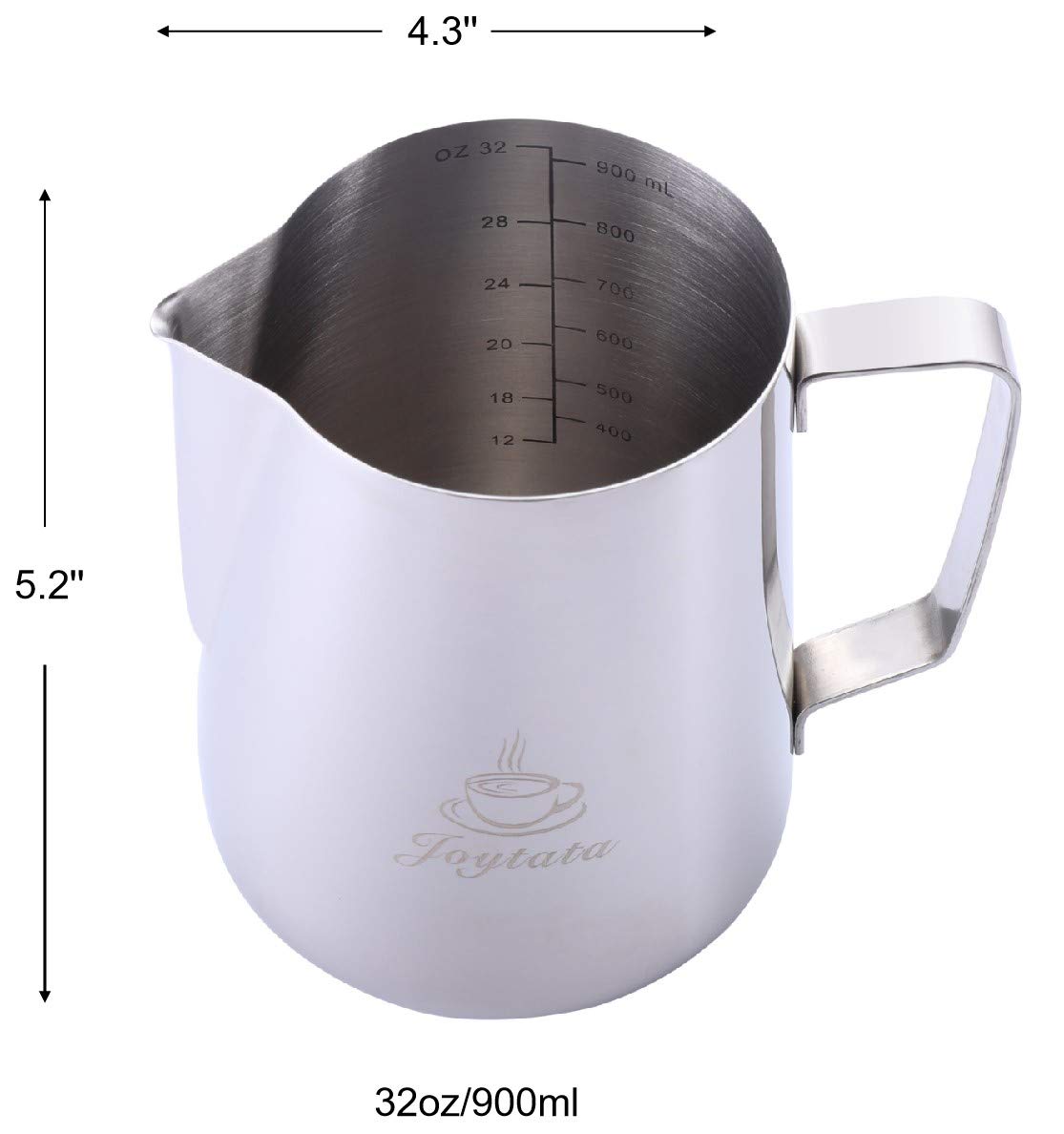 Premium 32oz Stainless Steel Milk Frothing Pitcher for Espresso & Latte Art - Barista-Grade 900ml Milk Frother Cup for Perfect Coffee Foam - Ideal for Home Baristas & Coffee Shops