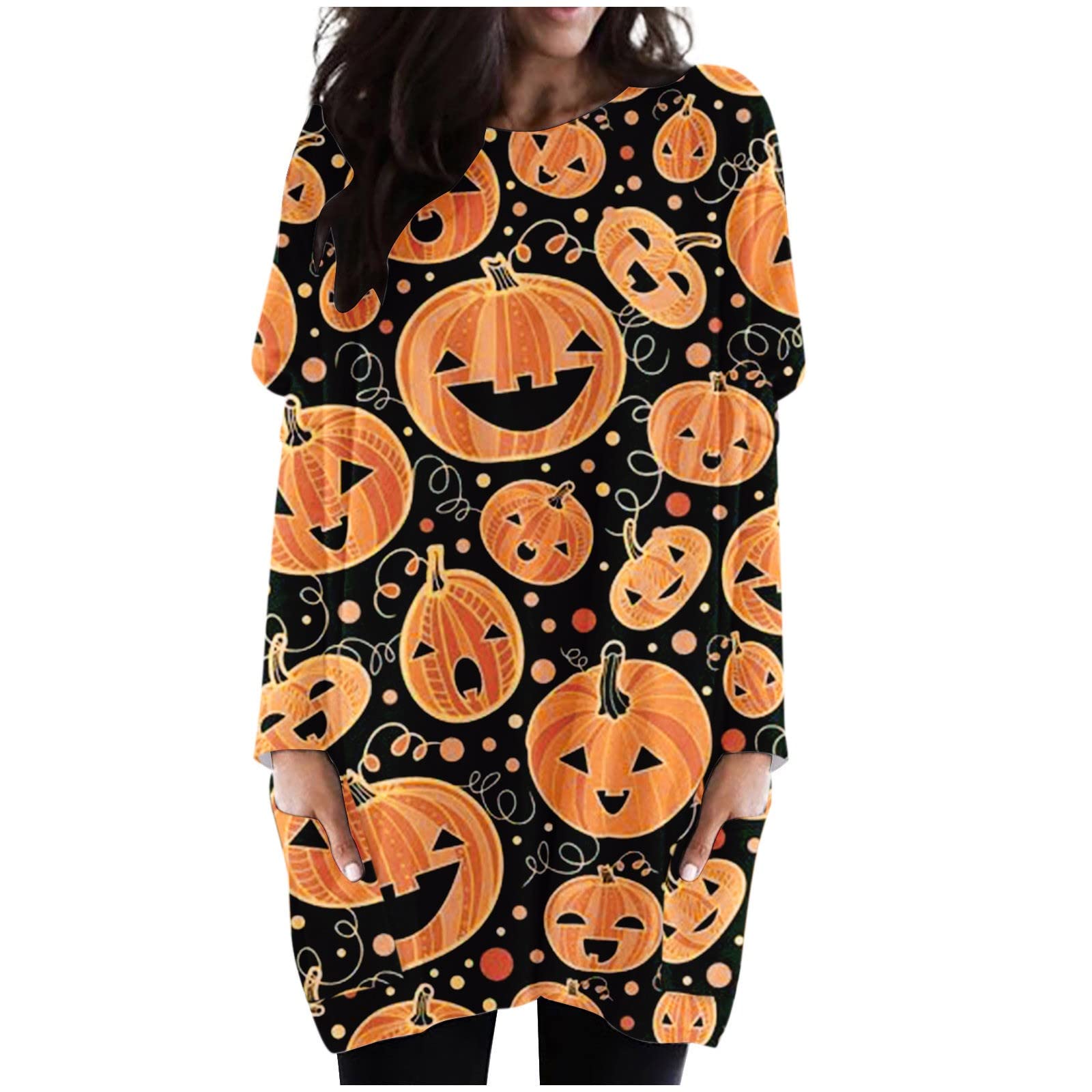 Halloween T-Shirts for Women - Boat Neck Oversized Work Shirt | Comfortable Utility Hiking & Business Casual Top for Office, Outdoor Activities & Halloween Costumes