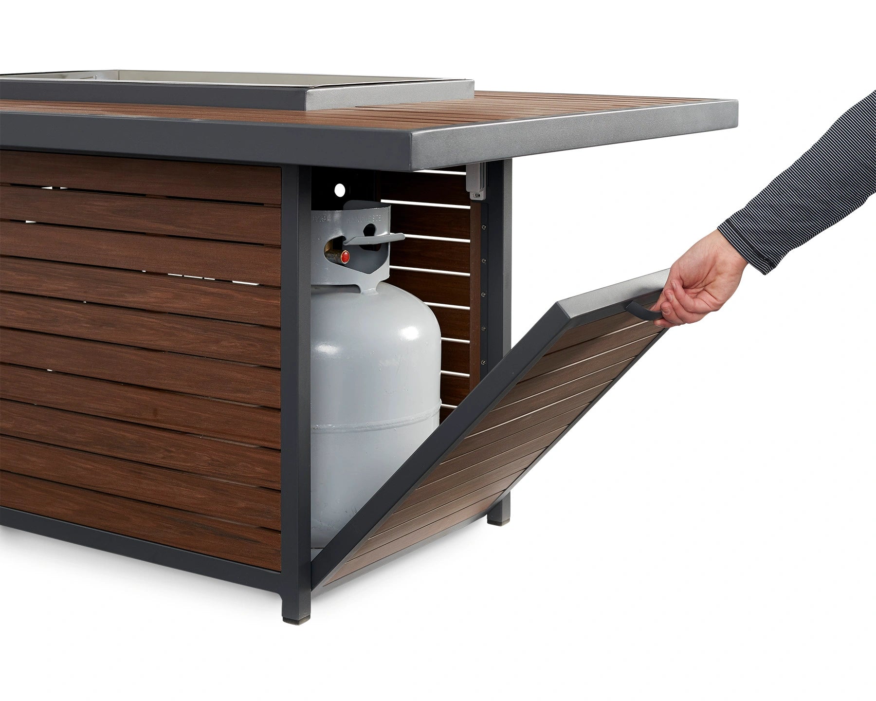 Kenwood Rectangular Gas Fire Pit Table - Outdoor Patio Heater with Chat Height Design for Backyard, Deck, and Garden Gatherings