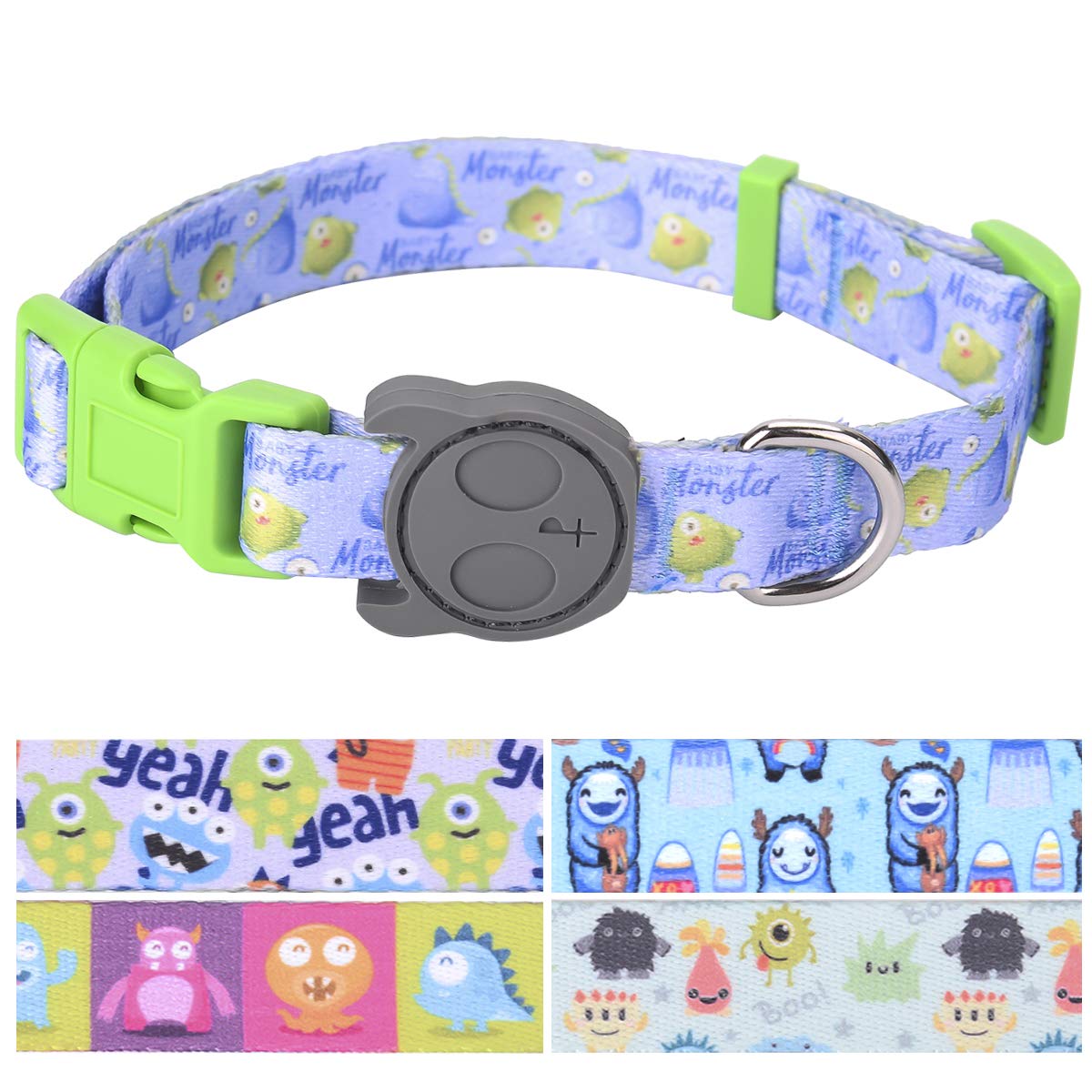 Best Adjustable Small Dog Collar - Durable Soft & Heavy Duty Pet Collar with Cute Monster Design for Puppies, Adults - Perfect for Indoor & Outdoor Use, Walking, Training, and Daily Adventures