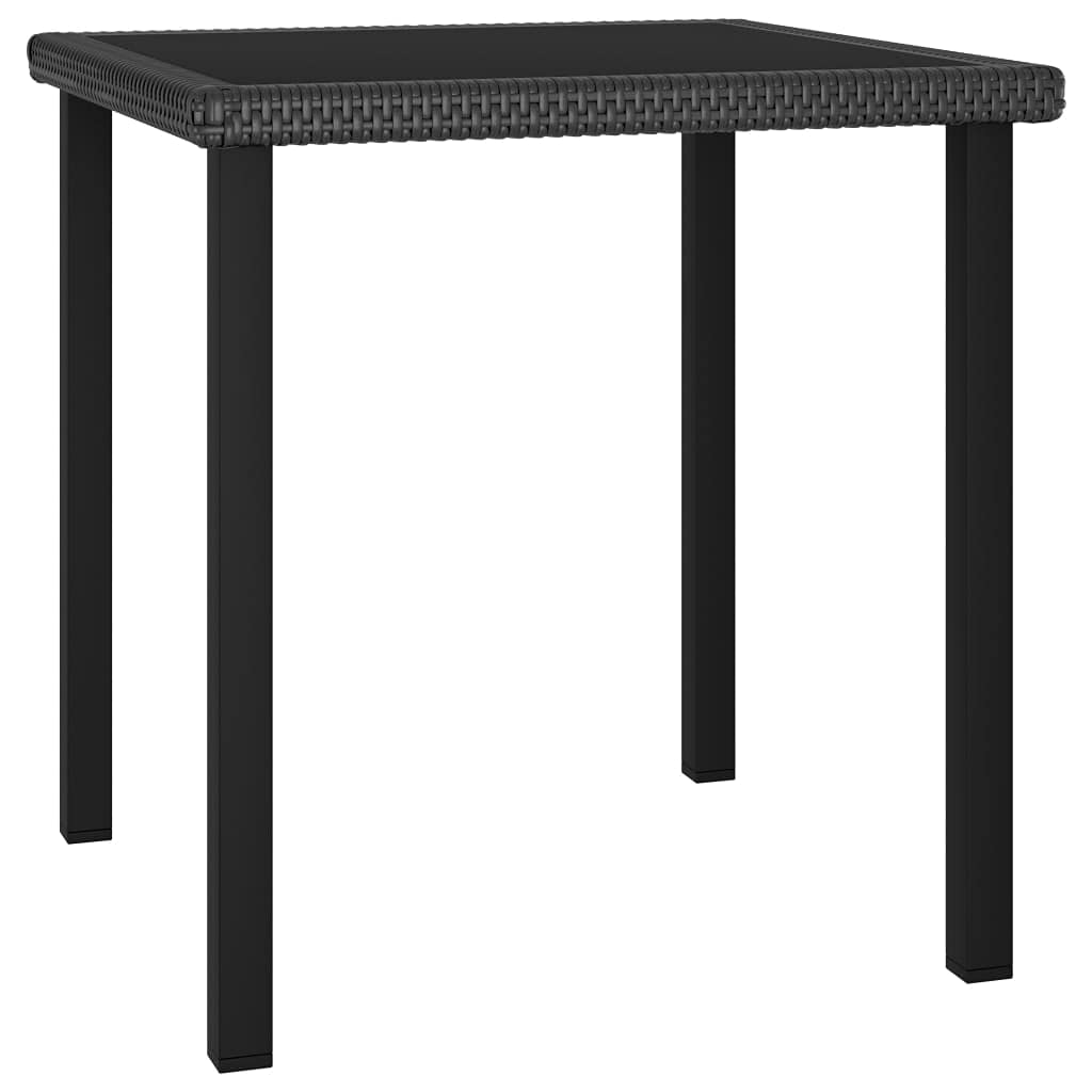 Black Poly Rattan Outdoor Patio Dining Table 27.6x27.6x28.7 Inch - Square Backyard Side Table for Garden, Poolside, Deck & Balcony Furniture Set