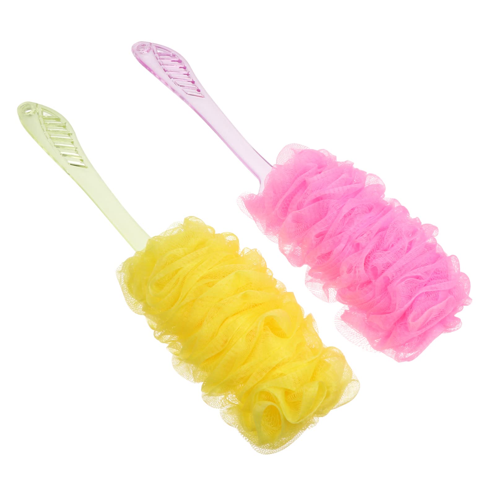 Beavorty 2-Pack Long Handle Bath Loofah Sponge & Body Scrubber - Exfoliating Shower Pouf for Soft Skin, Gentle Cleansing - Perfect for Daily Shower, Spa & Gift Sets