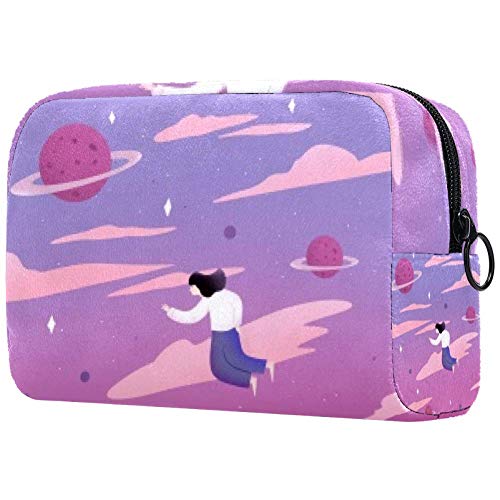 Galaxy Girl Waterproof Travel Makeup Bag for Women - Cute Printed Cosmetic Organizer Pouch for Toiletries & Cosmetics | Perfect for Airplane Carry-on, Gym, Beach & Daily Use