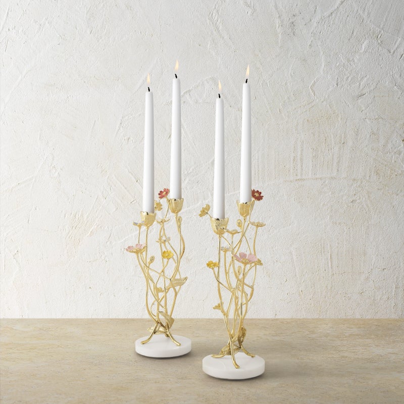 Wildflowers Candle Holders Set of 2 - Elegant Glass Votive Candle Holders for Wedding Centerpieces, Home Decor, and Romantic Ambiance