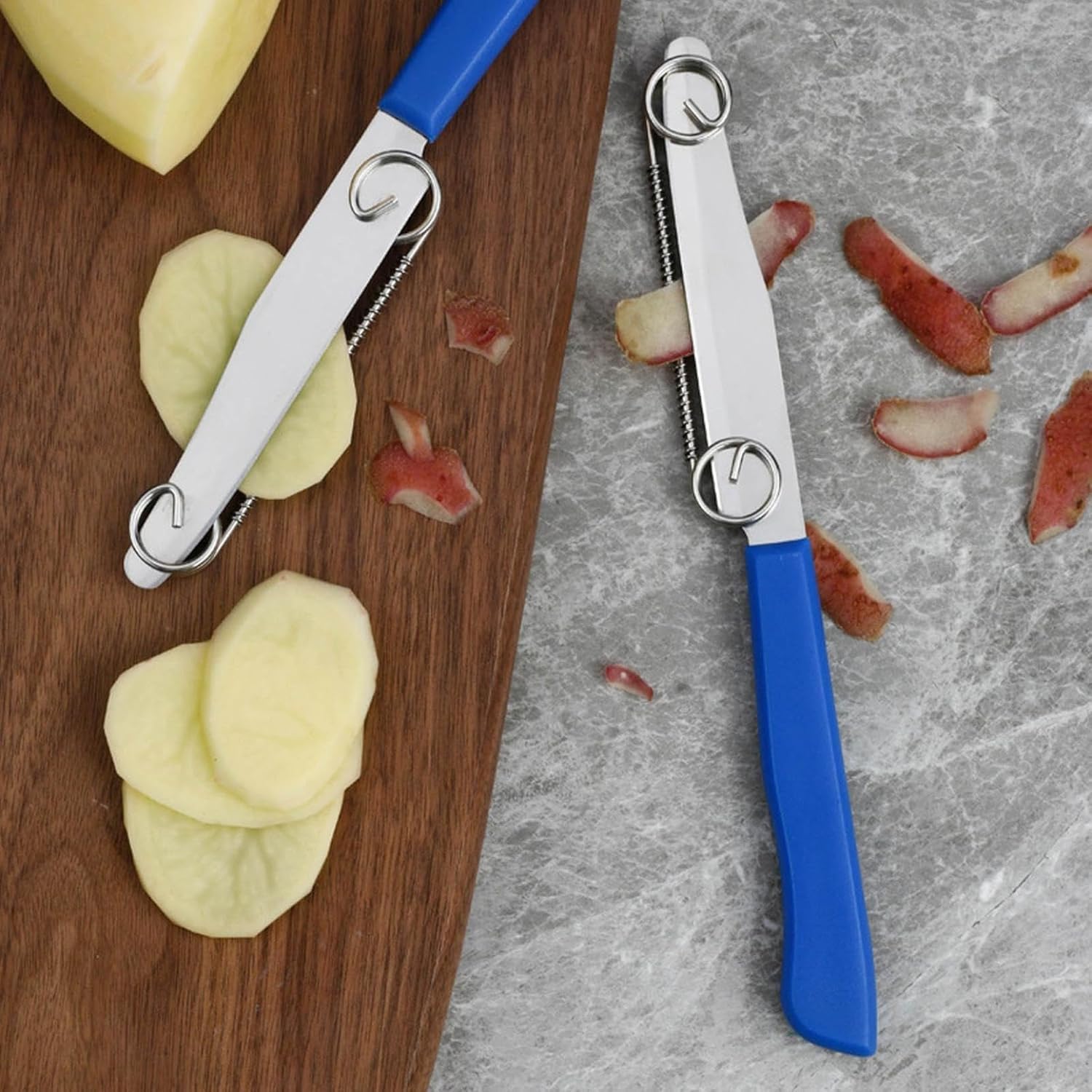 3-in-1 Adjustable Spring Multifunctional Kitchen Knife - Fruit Peeler, Vegetable Slicer & Paring Knife for Easy Peeling and Cutting | Perfect for Cucumbers, Apples & Meal Prep | Dishwasher Safe & Easy to Clean
