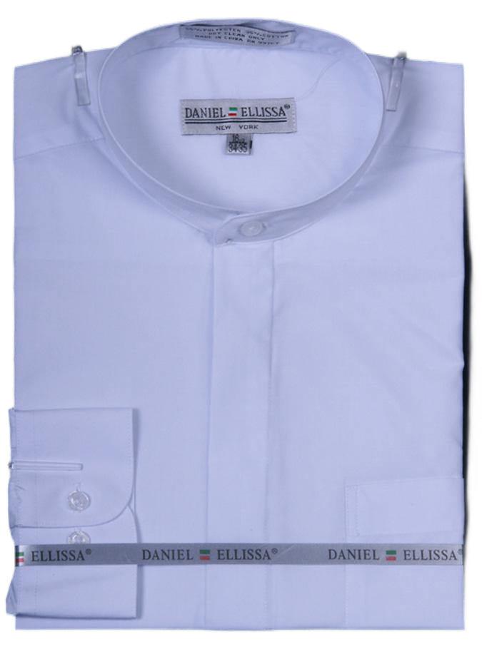 Premium White Banded Collar Dress Shirt for Men - Formal Business Attire & Office Wear - Perfect for Weddings, Interviews and Professional Events