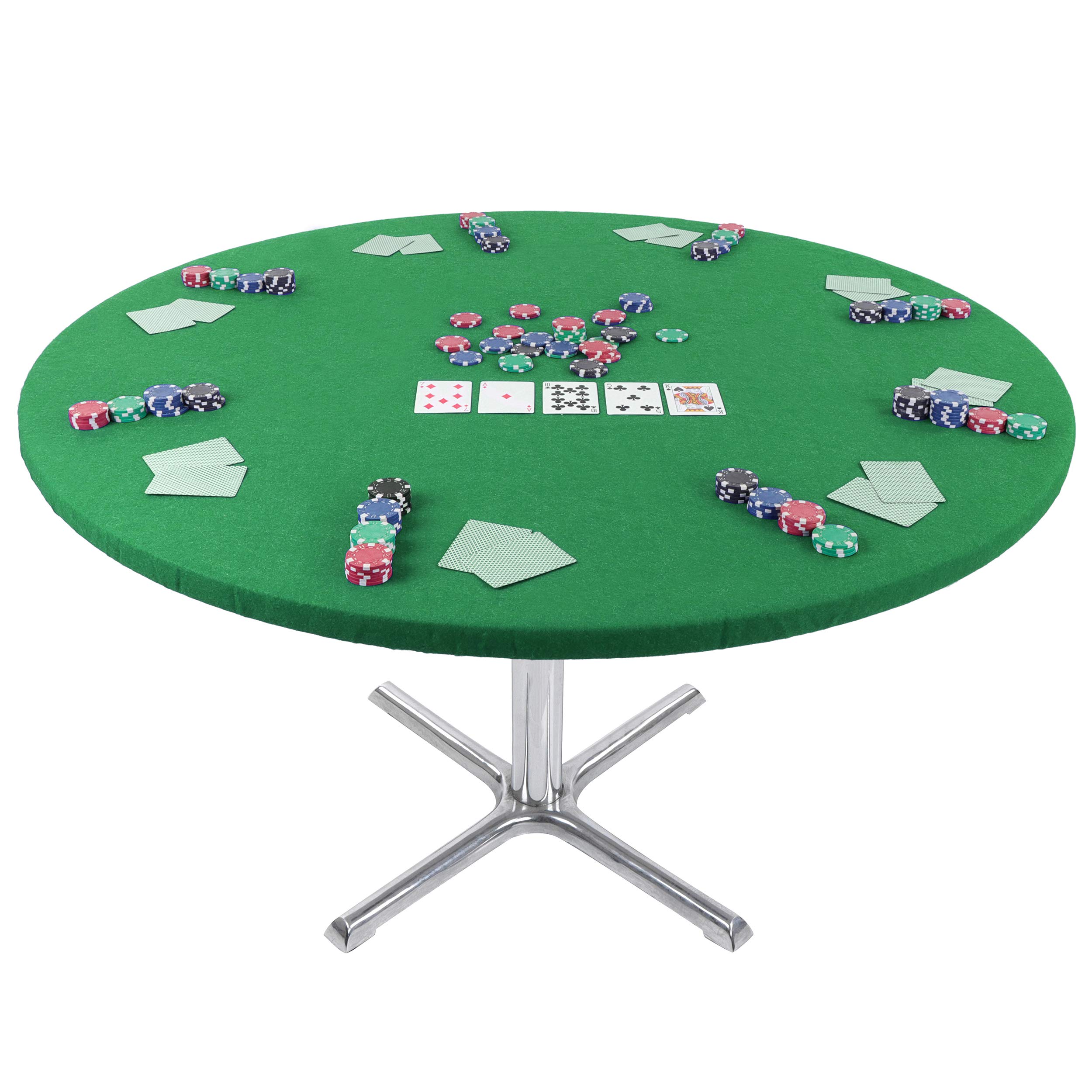 Premium Round Game Table Cover - Stretchable 36in to 48in Elastic Felt Poker Table Protector for Card Games, Casino Nights & Family Gatherings
