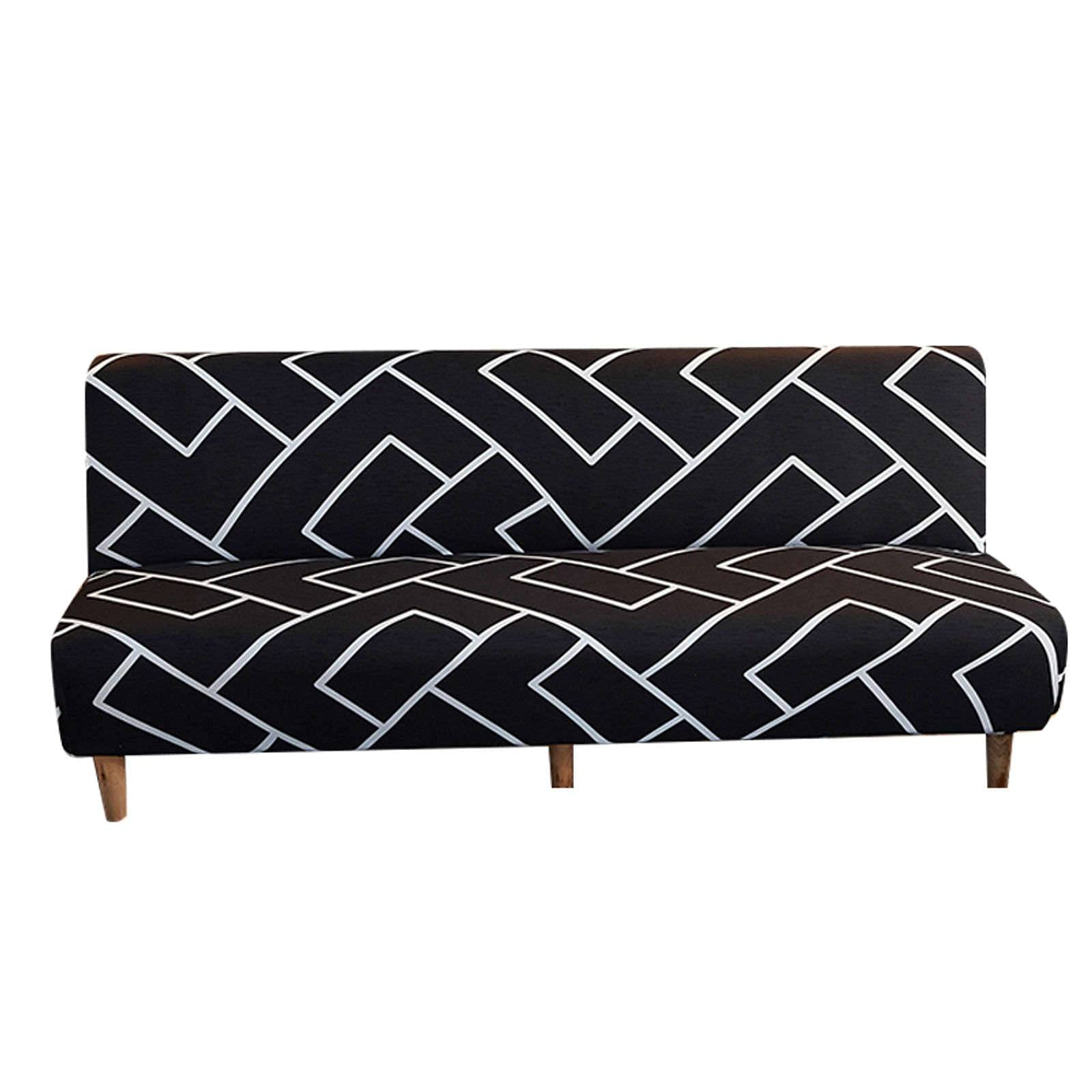 Stretch Armless Futon Cover - Anti-Slip Elastic Spandex Sofa Slipcover for Folding Sofa Bed, Bohemian Style Couch Cover - Perfect for Small Spaces, Dorm Rooms & Guest Beds