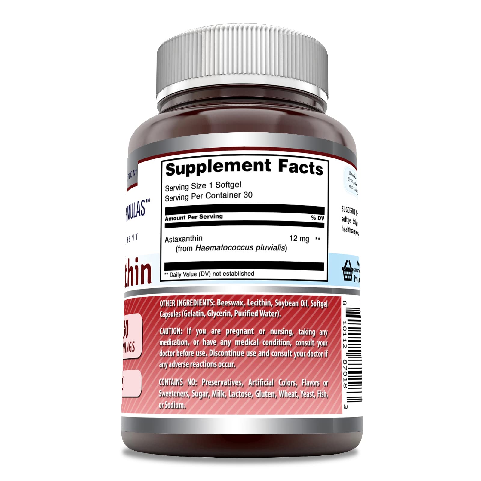 Amazing Formulas Astaxanthin 12mg Softgels Supplement - Premium Non-GMO, Gluten Free Antioxidant Support (30 Count) for Skin Health, Joint Support & Eye Protection