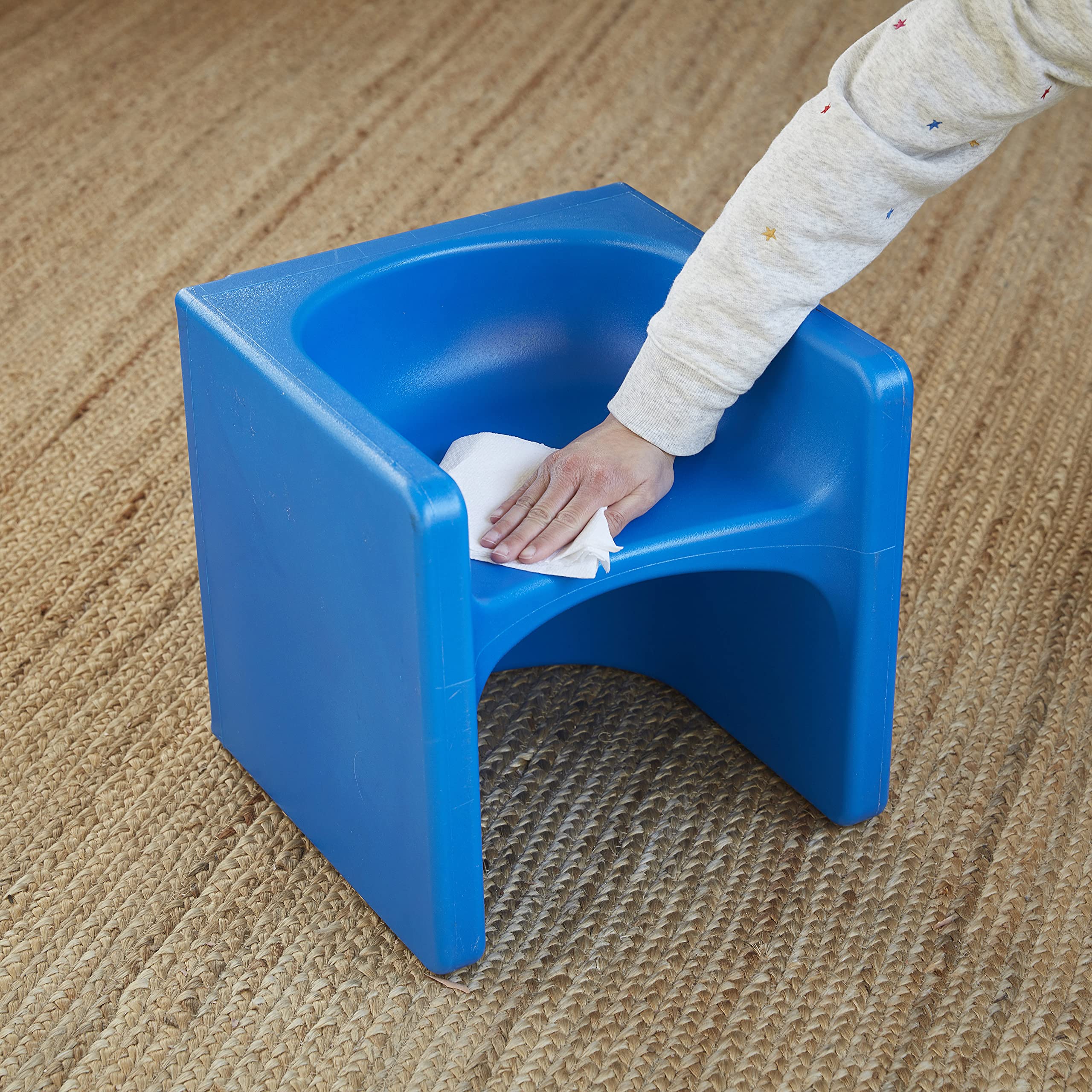 ECR4Kids Tri-Me 3-in-1 Cube Chair Set - Blue Kids Furniture for Classroom, Playroom & Bedroom - 4-Piece Multi-Functional Seating & Storage Solution for Toddlers & Children