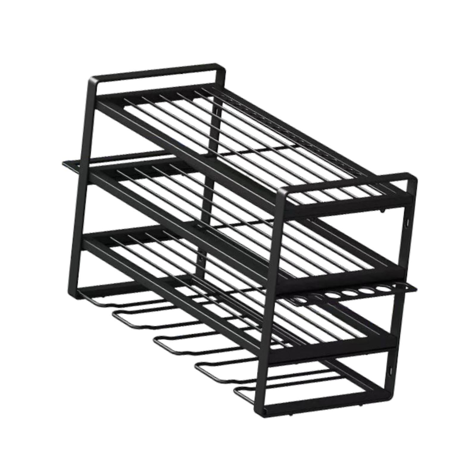 Leefasy 4-Tier Heavy Duty Metal Power Tool Organizer - Multi-Layer Drill Holder & Storage Rack for Workbench, Garage, Kitchen | Perfect for DIY Projects, Home Improvement & Workshop Organization