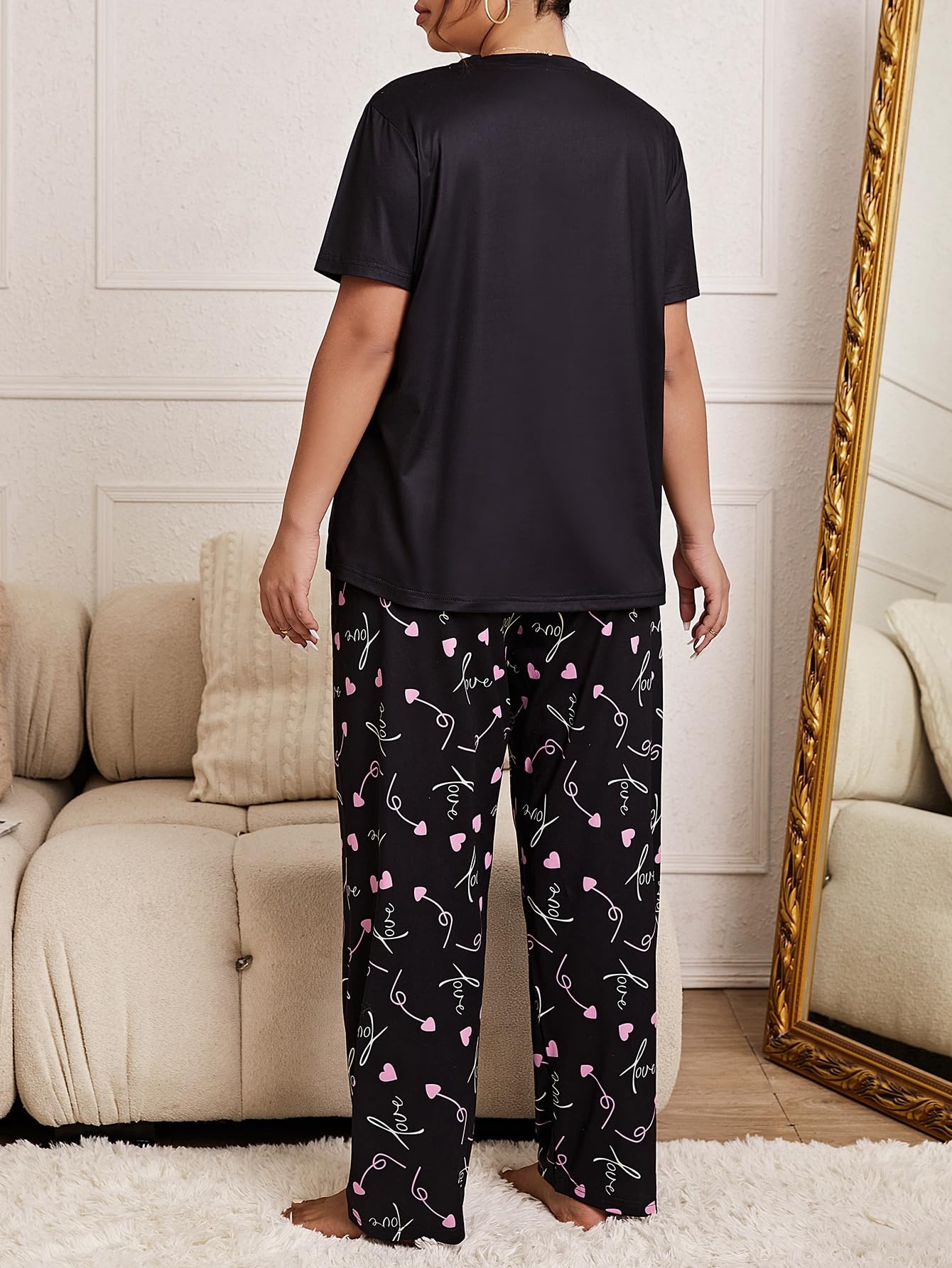 OYOANGLE Plus Size Pajama Set - Women's 2-Piece Sleepwear for Lounge & Nightwear