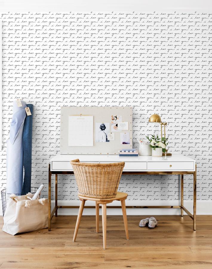 Romantic 'I Love You' Wallpaper by Sugar Paper - Elegant White Design for Bedroom, Nursery & Wedding Decor