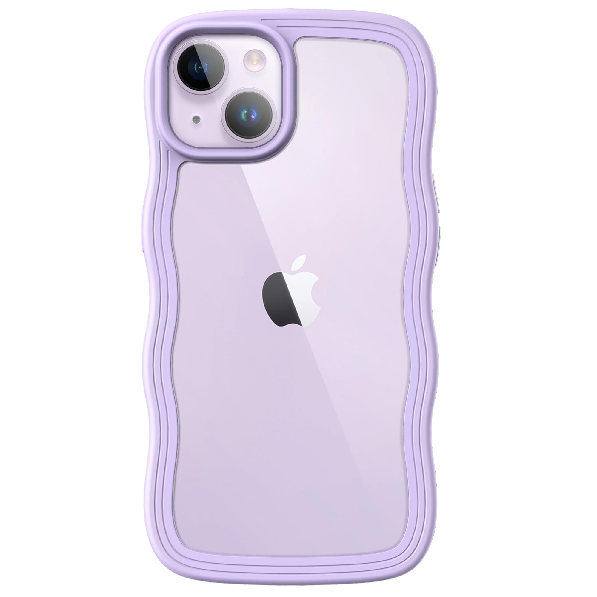 JETech Cute iPhone 14 Plus Case 6.7-Inch - Wave Frame Curly Design Shockproof Clear Hard PC Phone Cover for Women & Girls (Purple) | Perfect for Everyday Use, Work & Travel Protection