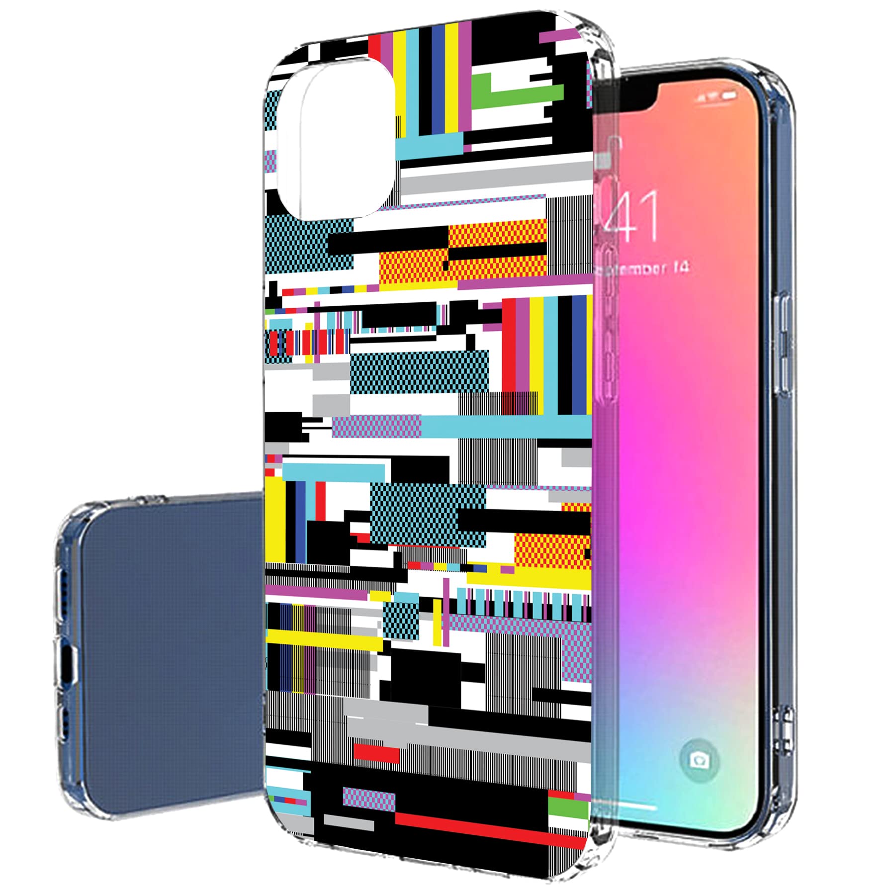 Slim Thin Gel TPU Case for Apple iPhone 13 Pro Max - Lightweight Flexible Soft Anti-Scratch Cover with Digital Glitch Print | Perfect for Everyday Protection & Stylish Look | Made in USA
