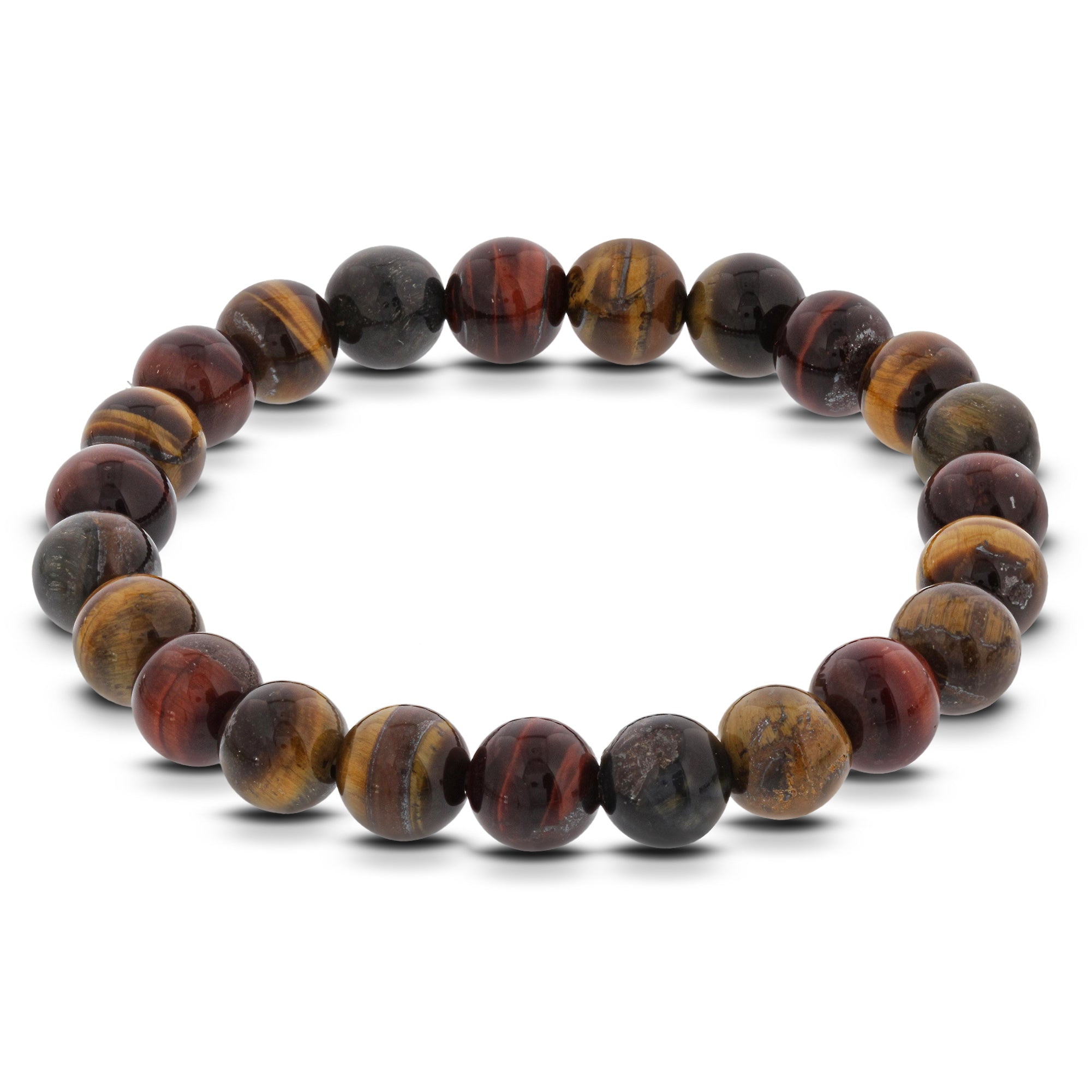 8mm Multicolor Tiger Eye Round Bead Stretch Bracelet for Women - Handmade Natural Stone Beaded Jewelry for Yoga, Meditation & Positive Energy