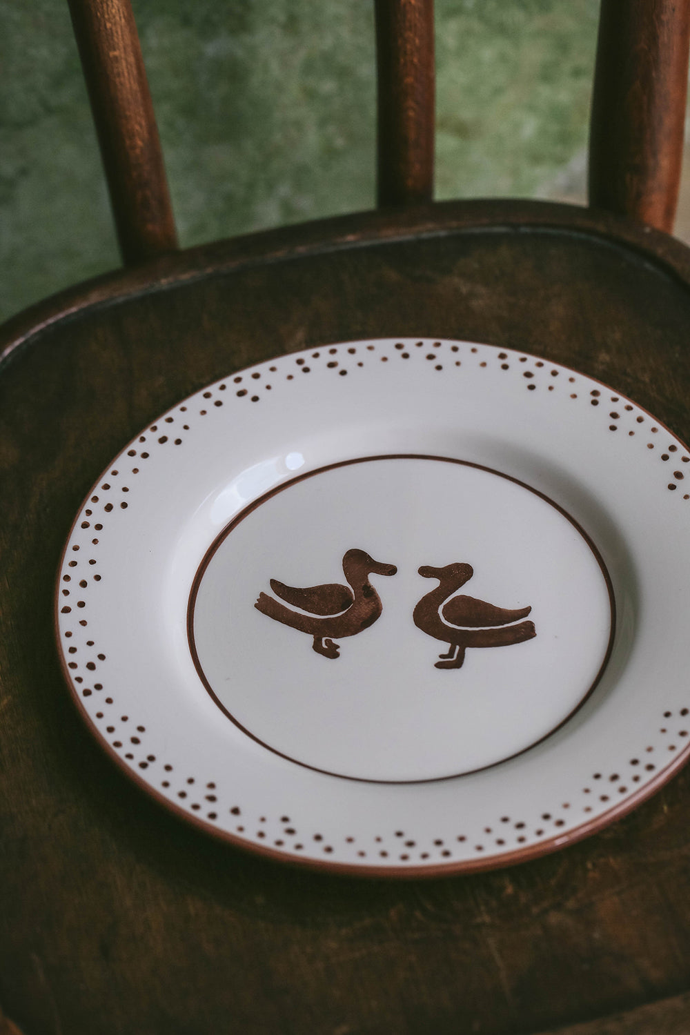 Hand Painted Ceramic Plate with Duck Design - Elegant Dinnerware for Home Decor, Kitchen & Gift Giving