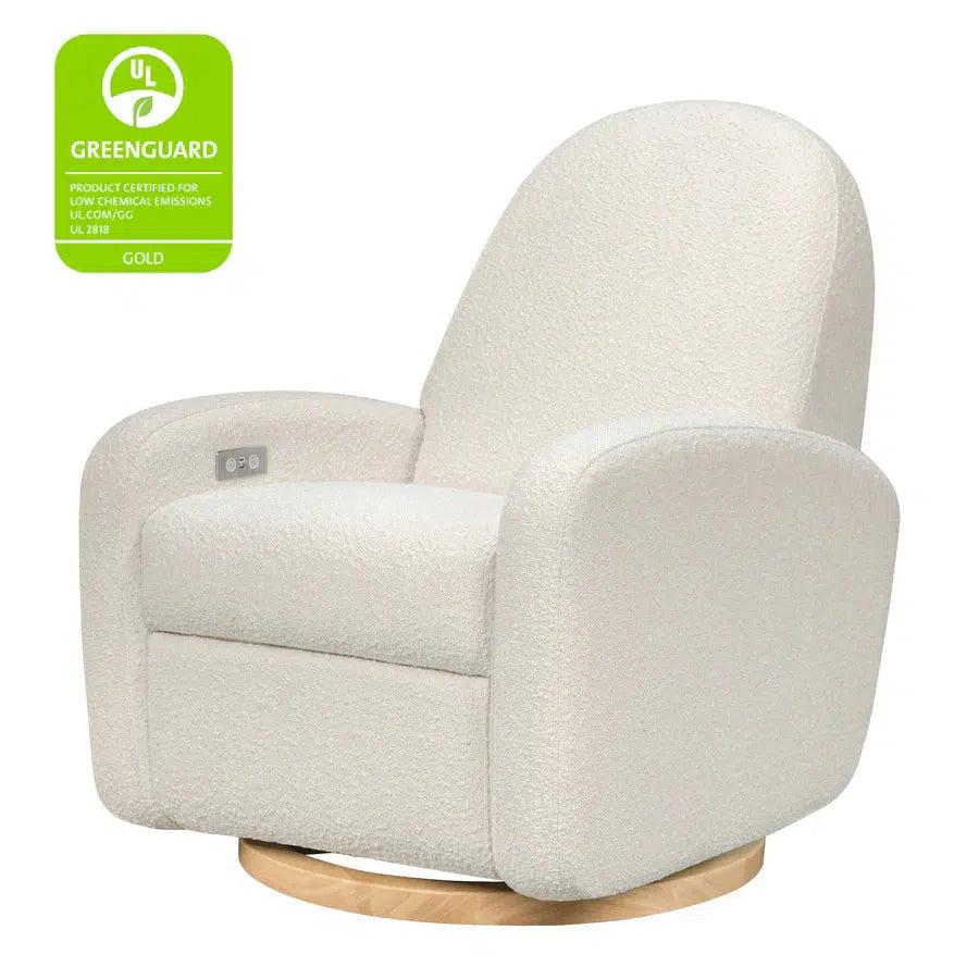 Babyletto Nami Electronic Glider & Recliner Chair - Luxe Ivory Boucle Fabric with Light Wood Base - Perfect for Nursery, Breastfeeding & Baby Comfort