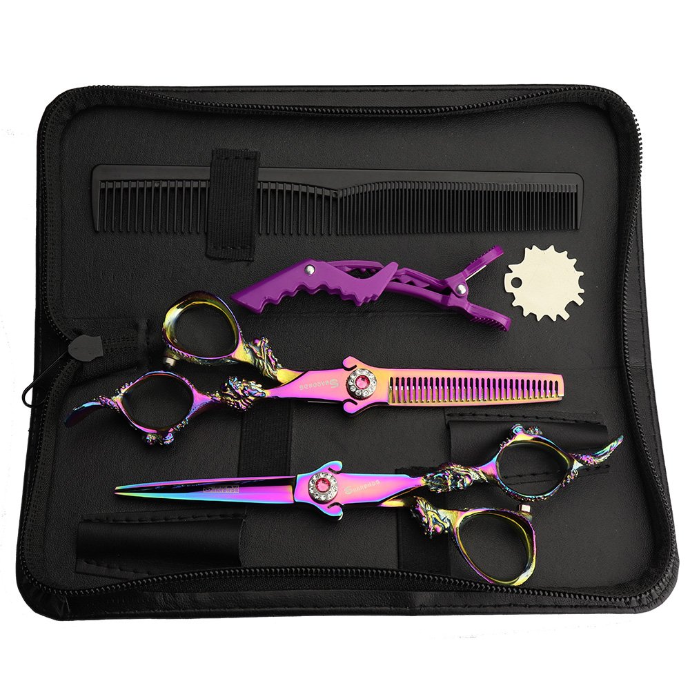 Professional 6 Inch Hair Cutting Scissors for Barbers & Stylists - Sharp Stainless Steel Hairdressing Shears with Leather Case - Perfect for Salon, Home Haircuts & Hairstyling
