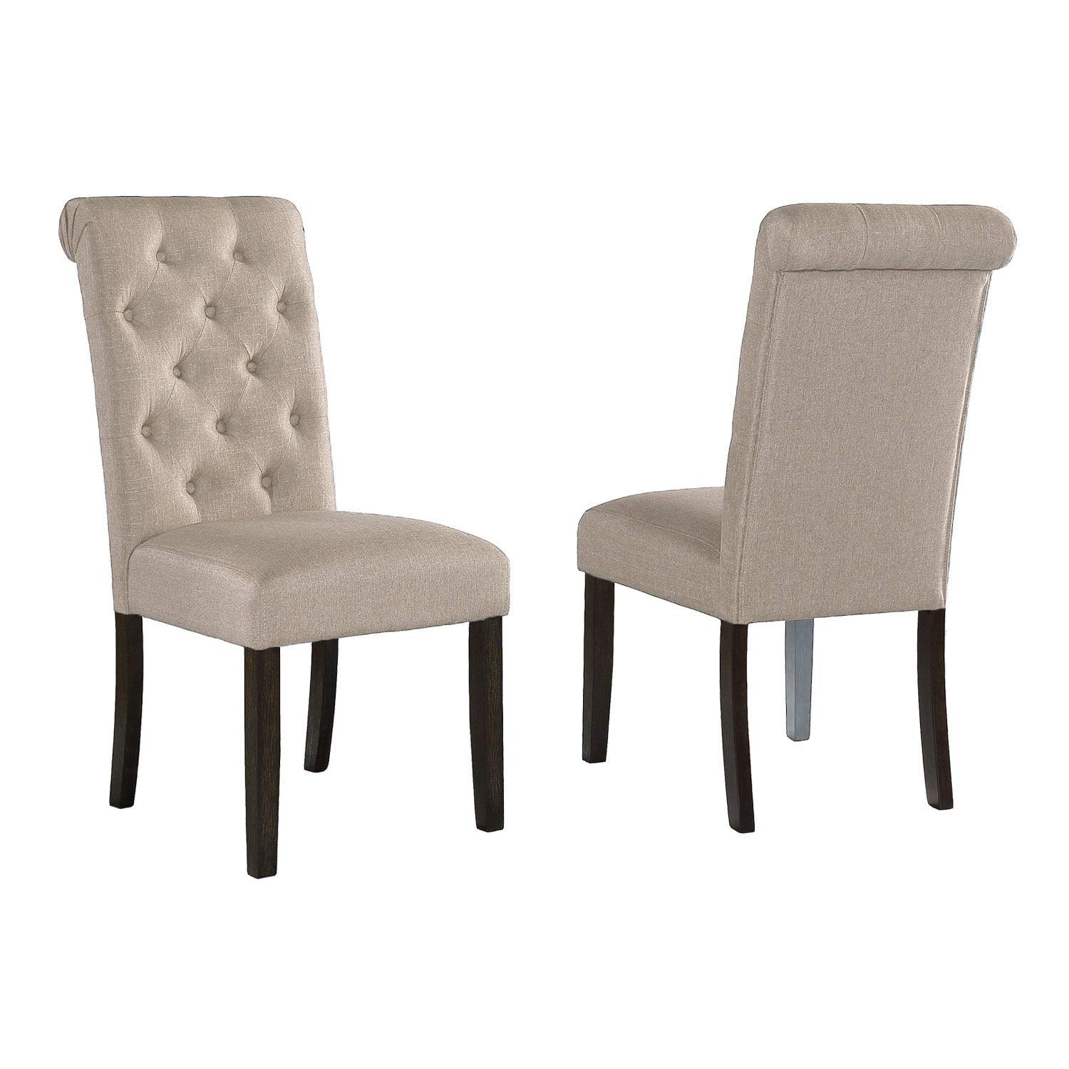 Roundhill Furniture Leviton Solid Wood Tufted Parsons Dining Chairs, Set of 2, Purple Velvet Upholstery - Elegant Modern Dining Room Chairs for Home, Restaurant & Office Use