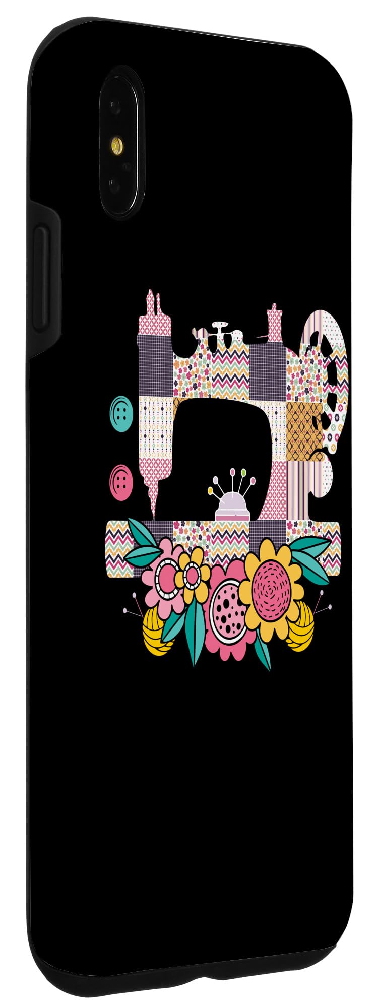 iPhone XS Max Floral Pattern Sewing Machine Case - Durable Phone Cover for Sewing Enthusiasts | Perfect for Crafters, Quilters & DIY Sewing Projects