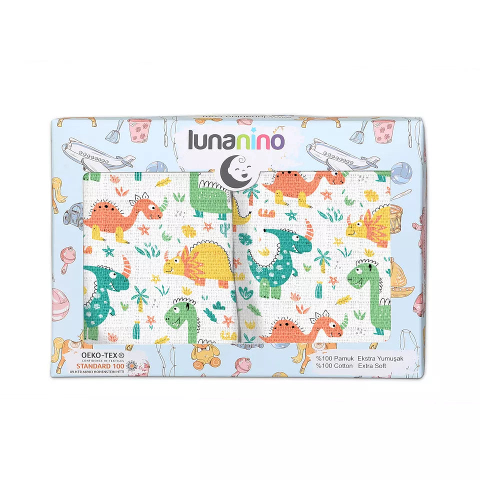 Lunanino 2 Pack Ultra Soft 100% Cotton Muslin Swaddle Blankets for Newborns - Breathable Baby Wrap Blanket Set for Boys & Girls - Perfect for Swaddling, Nursing, Stroller & Photo Shoots - Gift Box Included