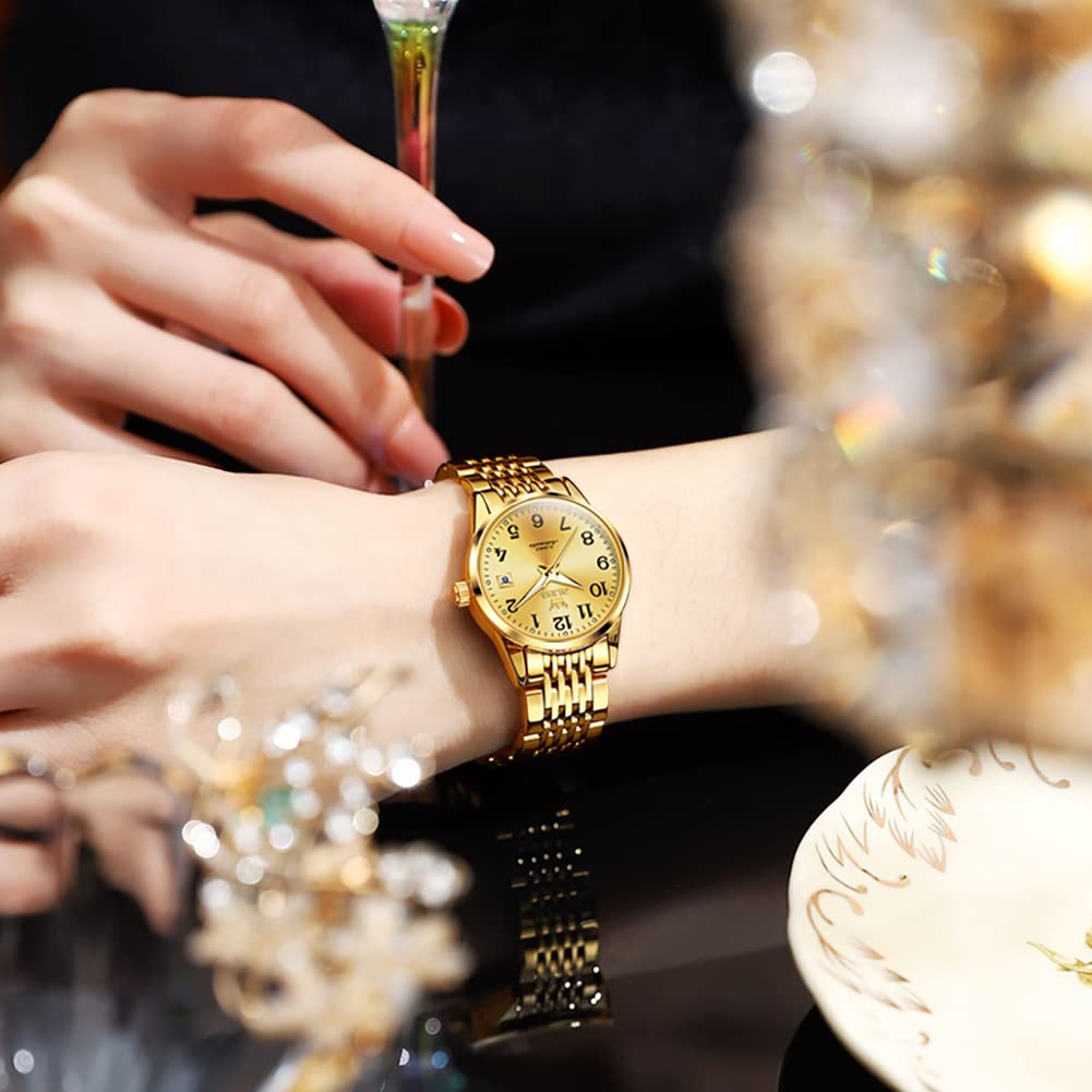OLEVS Women's Automatic Diamond Watch - Small Face Self-Winding Ladies Dress Watch, Waterproof & Fashionable - Perfect for Business, Party & Everyday Wear