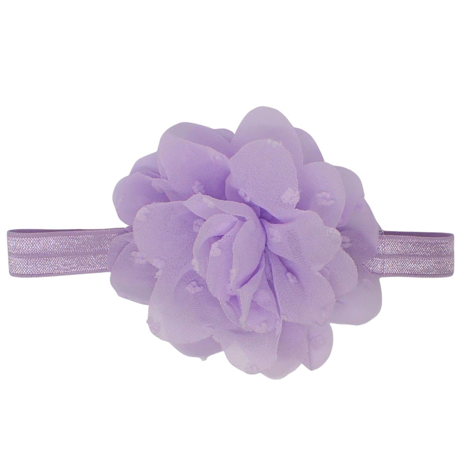 Satin Baby Flower Headband for Girls - Soft Hair Accessories with Bobbles (Lavender) | Perfect for Newborn Photography, Birthday Parties & Special Occasions