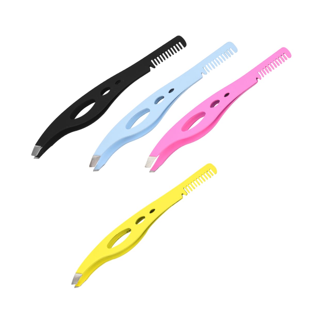 Didiseaon 4-Piece Stainless Steel Eyebrow Comb & Tweezers Set - Professional Hair Plucking Tool, Brow Lift Kit, Eyebrow Clamps & Trimmer for Precise Shaping - Perfect for Eyebrow Grooming, Makeup Application & Salon Use