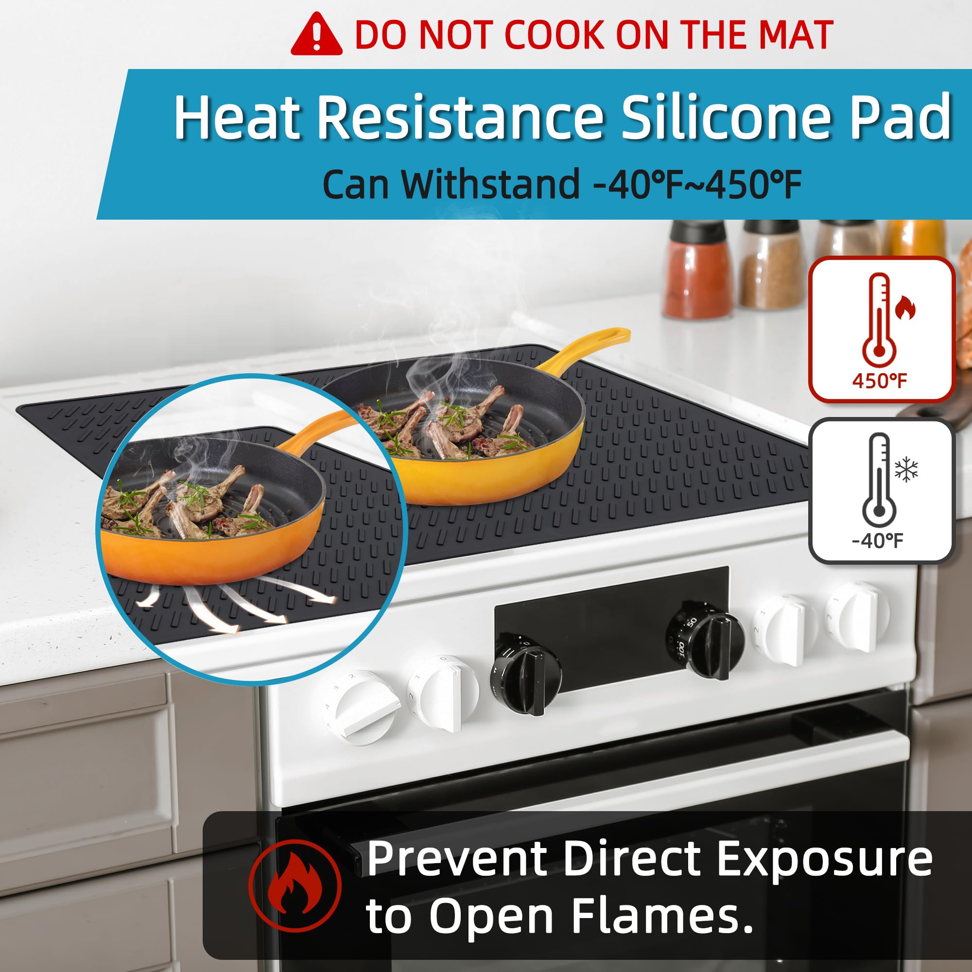 Heat Resistant Silicone Stove Cover Protector for Electric & Induction Cooktops - 28