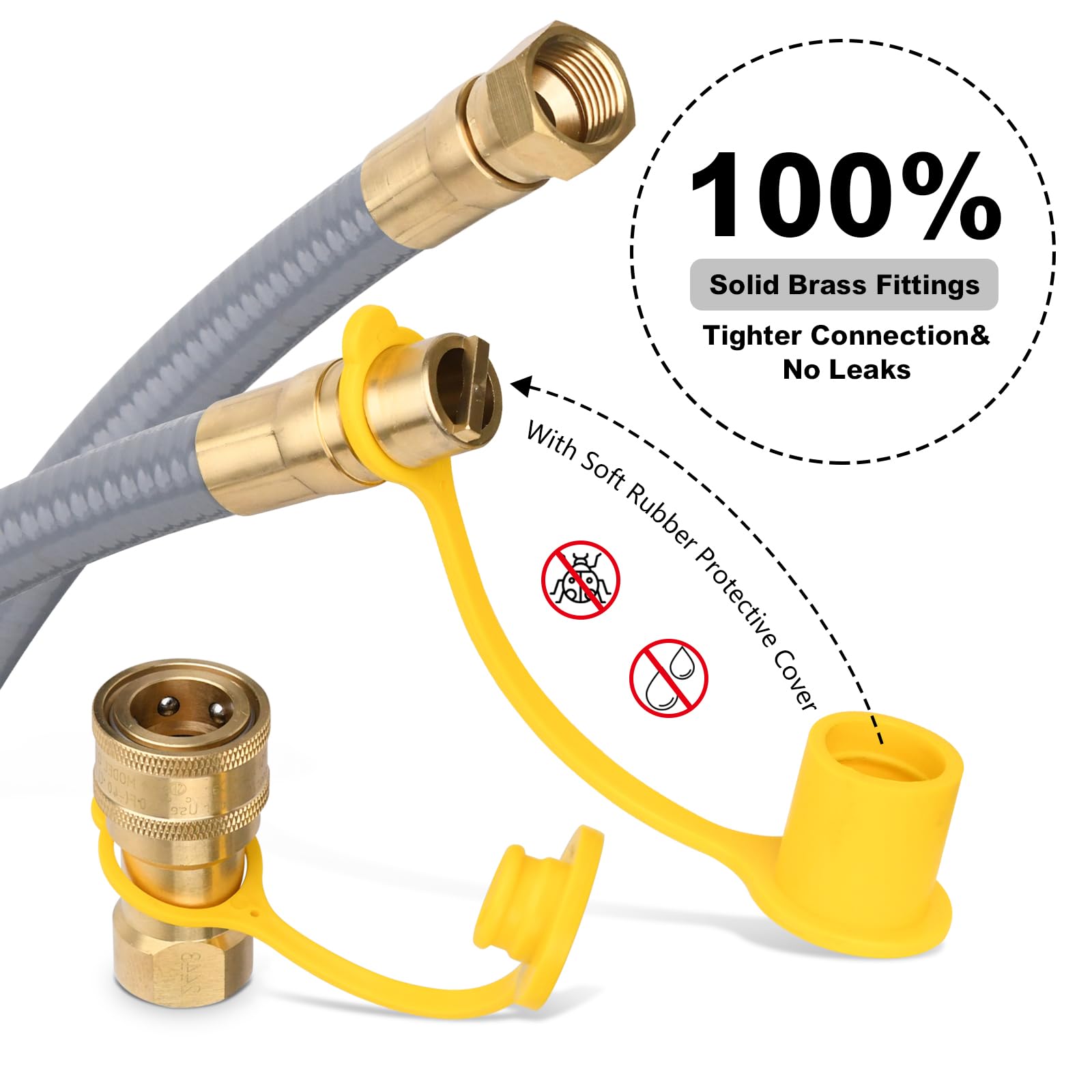 1/2 Inch 10Ft Natural Gas Hose with Quick Connect Fittings - CSA Certified for Blackstone Griddle, Grill, Patio Heater, Pizza Oven & BBQ Conversion | Durable Outdoor Gas Line for Backyard Cooking & Heating