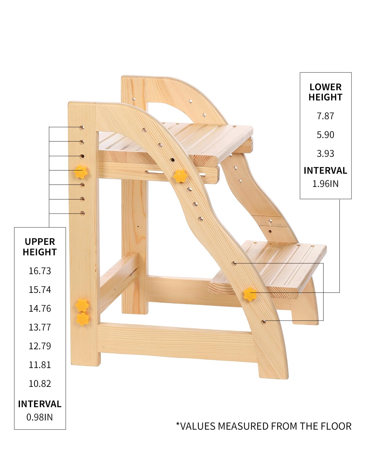 **Adjustable Wooden Step Stool for Kids - Toddler Step Stool for Kitchen, Bathroom Sink & Potty Training - Safe & Sturdy Pine Step Stool for Toddlers (Perfect for Reaching Counters, Sinks & Toilets)**