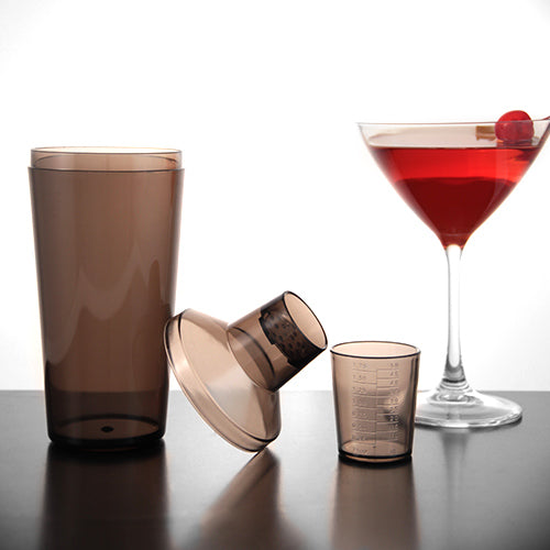 3 Piece Cocktail Shaker Set - 16oz Plastic Bar Tools for Mixing Drinks - Perfect for Home Bars, Parties & Professional Bartenders