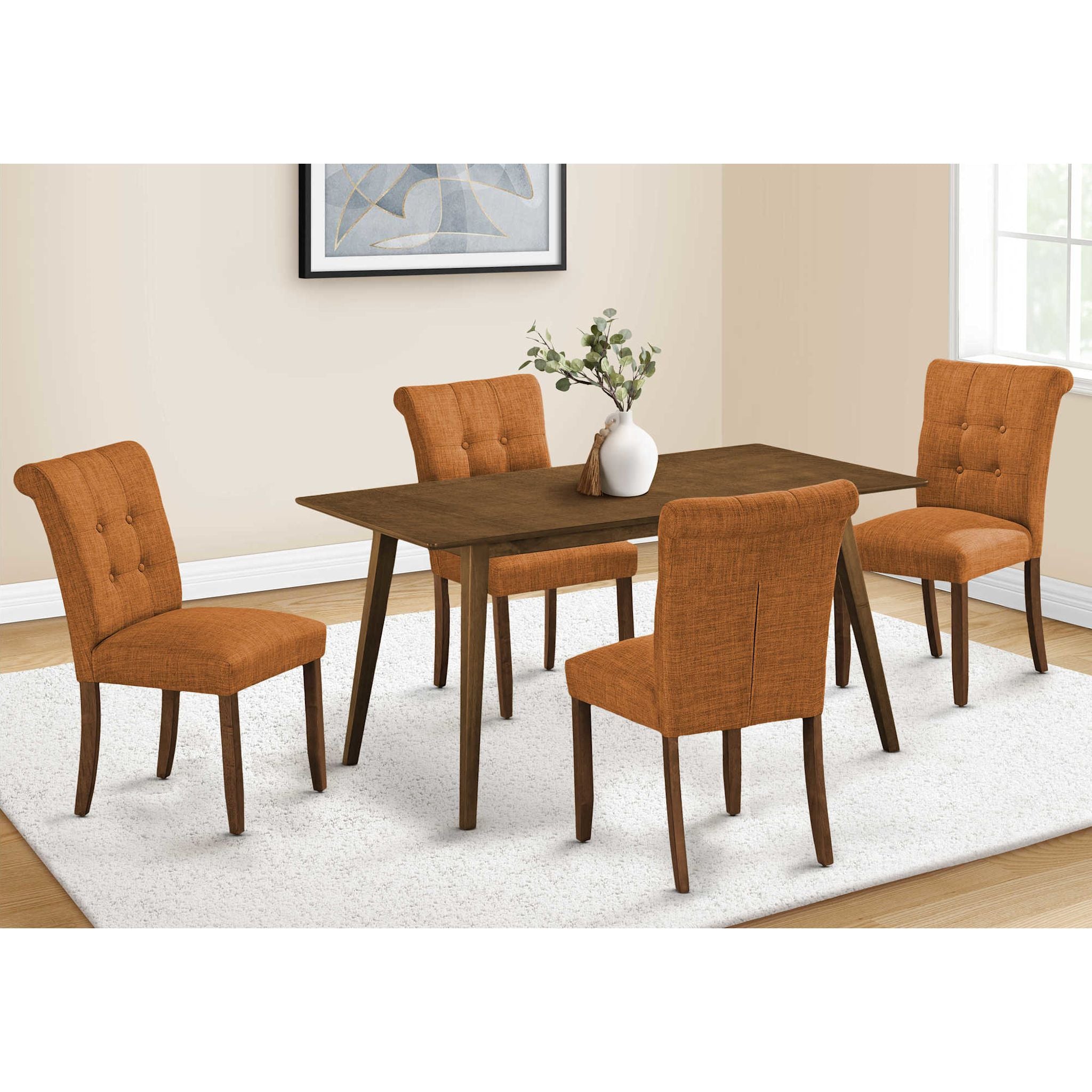 Modern 5-Piece Asher Wooden Dining Set - Solid Oak Table & 4 Chairs for Kitchen, Dining Room, or Small Space - Perfect for Family Meals & Entertaining Guests
