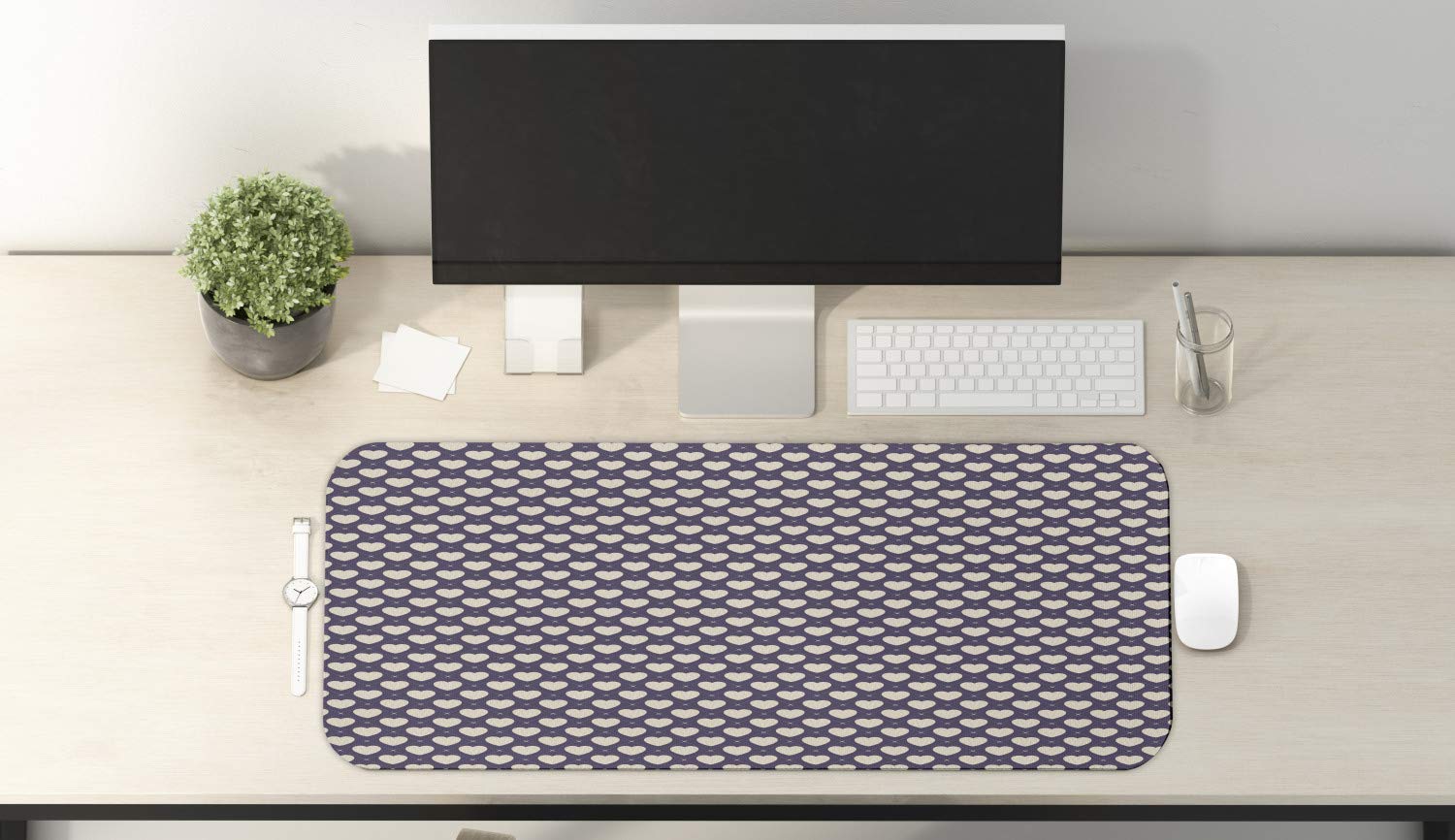 Ambesonne Romantic Heart Pattern Computer Mouse Pad - Non-Slip Rubber Gaming Mouse Mat (31