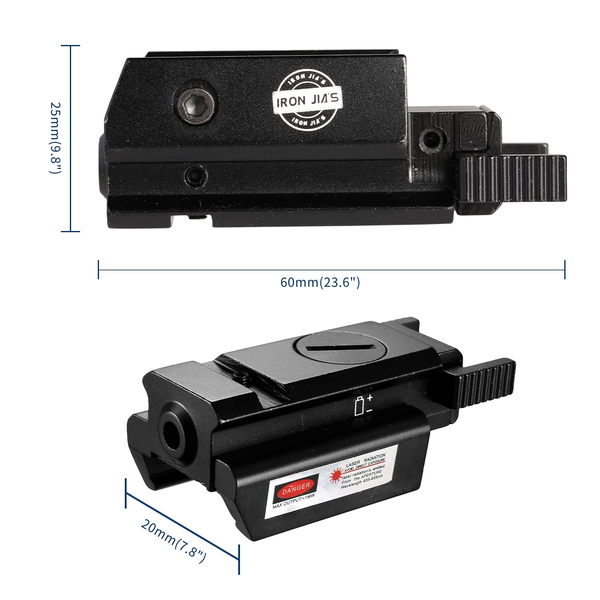 IRON JIA'S Compact 20mm Tactical Picatinny Rail Weaver Red Dot Sight - Laser Gun Sight for Pistols (Battery Not Included) | Perfect for Target Shooting, Home Defense & Outdoor Hunting