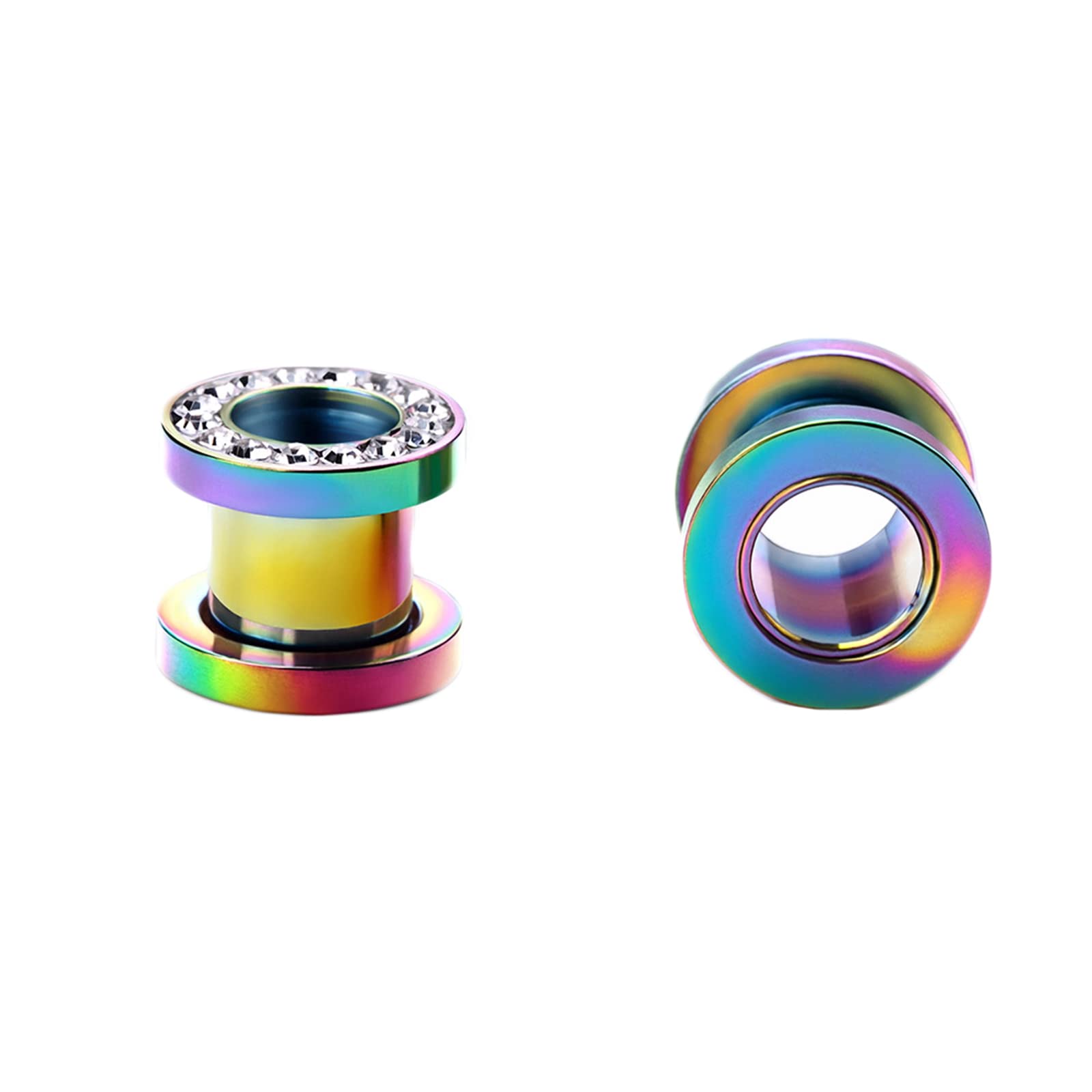 Wycian 2PCS Silicone Ear Plugs for Men - Multicolor Hoop Earrings with Cubic Zirconia, Body Piercing Tunnels & Stretchers - Perfect for Gauges, Daily Wear and Alternative Fashion