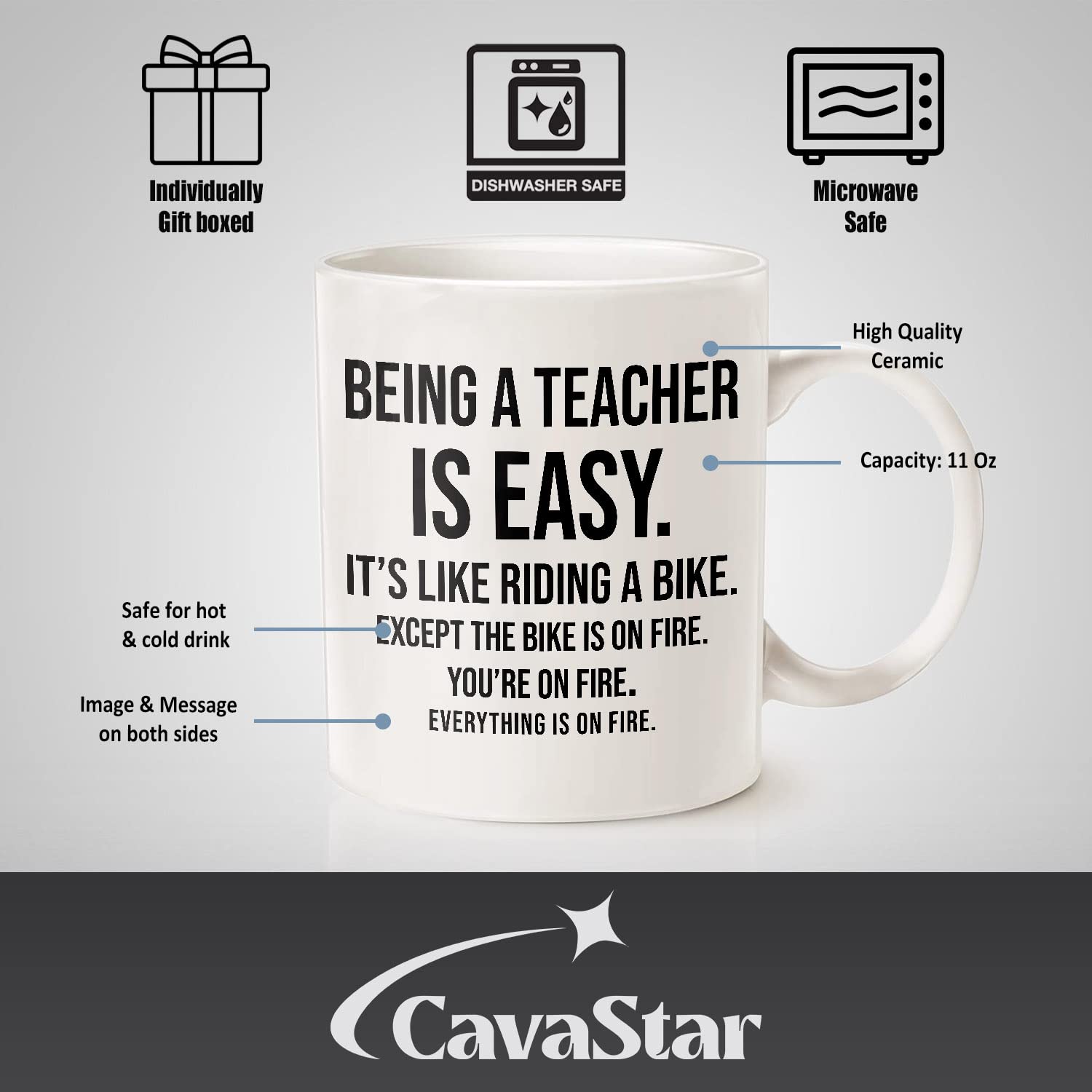 Funny Teacher Coffee Mug - 'Being a Teacher Is Easy' Humor Ceramic Cup (11oz/15oz) - Perfect Gag Gift for Educators, Back to School, Appreciation & Retirement - White Ceramic Mug for Classroom, Office & Home Use